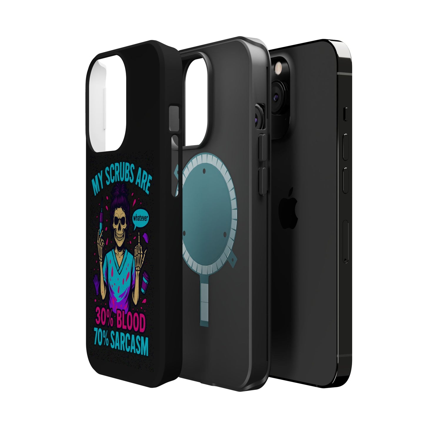 Sassy Nurse Phone Case, 30% Blood 70% Sarcasm Design, Healthcare Gift, Funny Medical Accessory, Tough Magnetic Cover