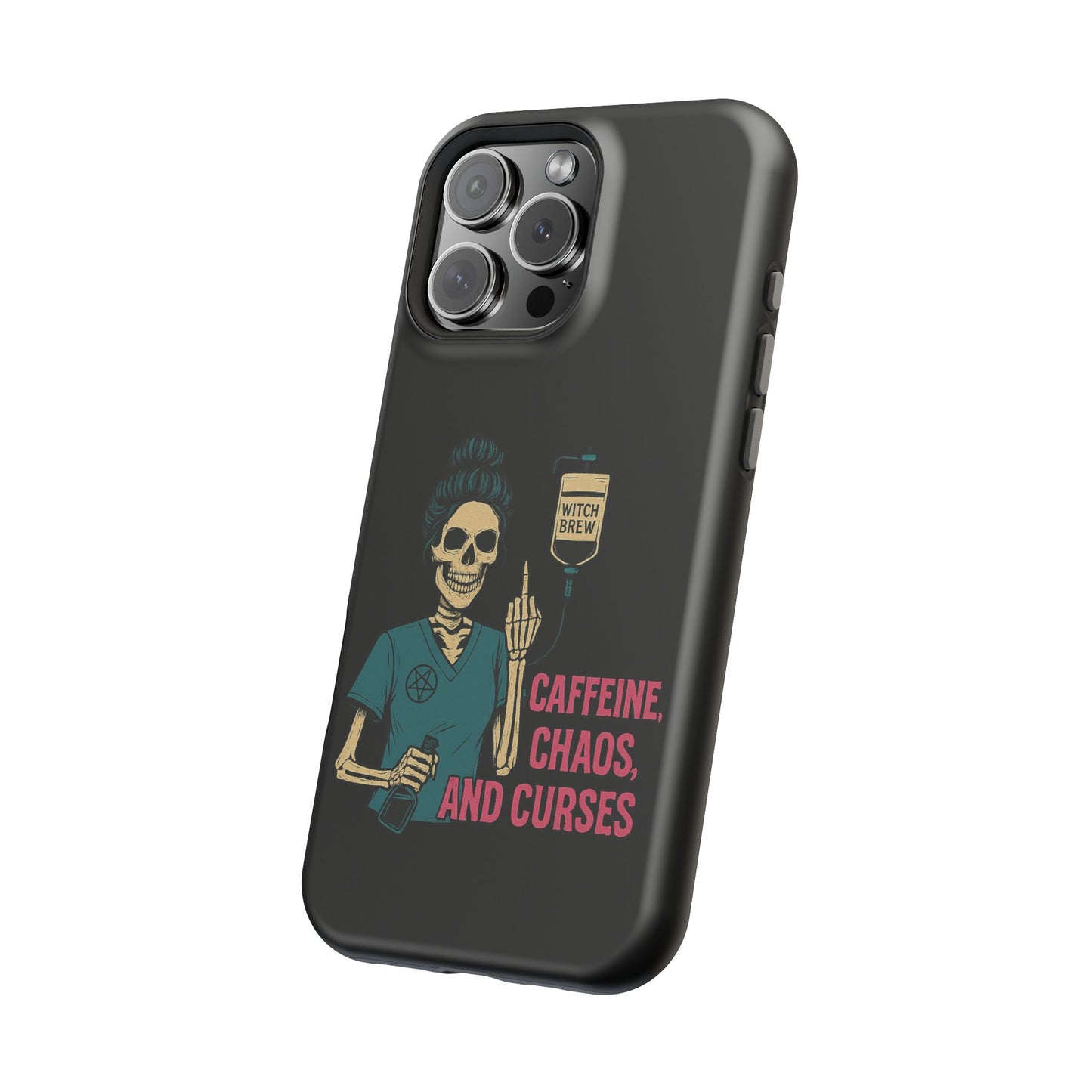 Caffeine Chaos Magnetic Phone Case, Halloween Gift, Witchy Accessories, Phone Cover, Spooky Style