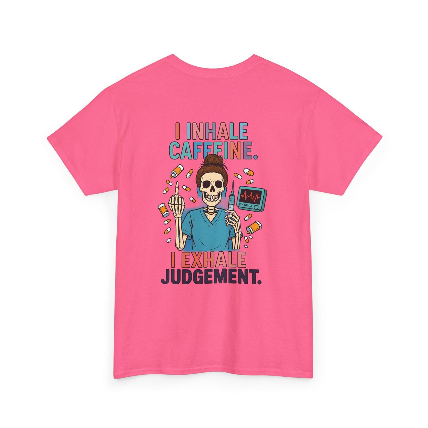 Funny Skeleton Caffeine Tee, Unisex Graphic T-Shirt, Quirky Gift for Coffee Lovers, Halloween Apparel, Casual Humor Shirt