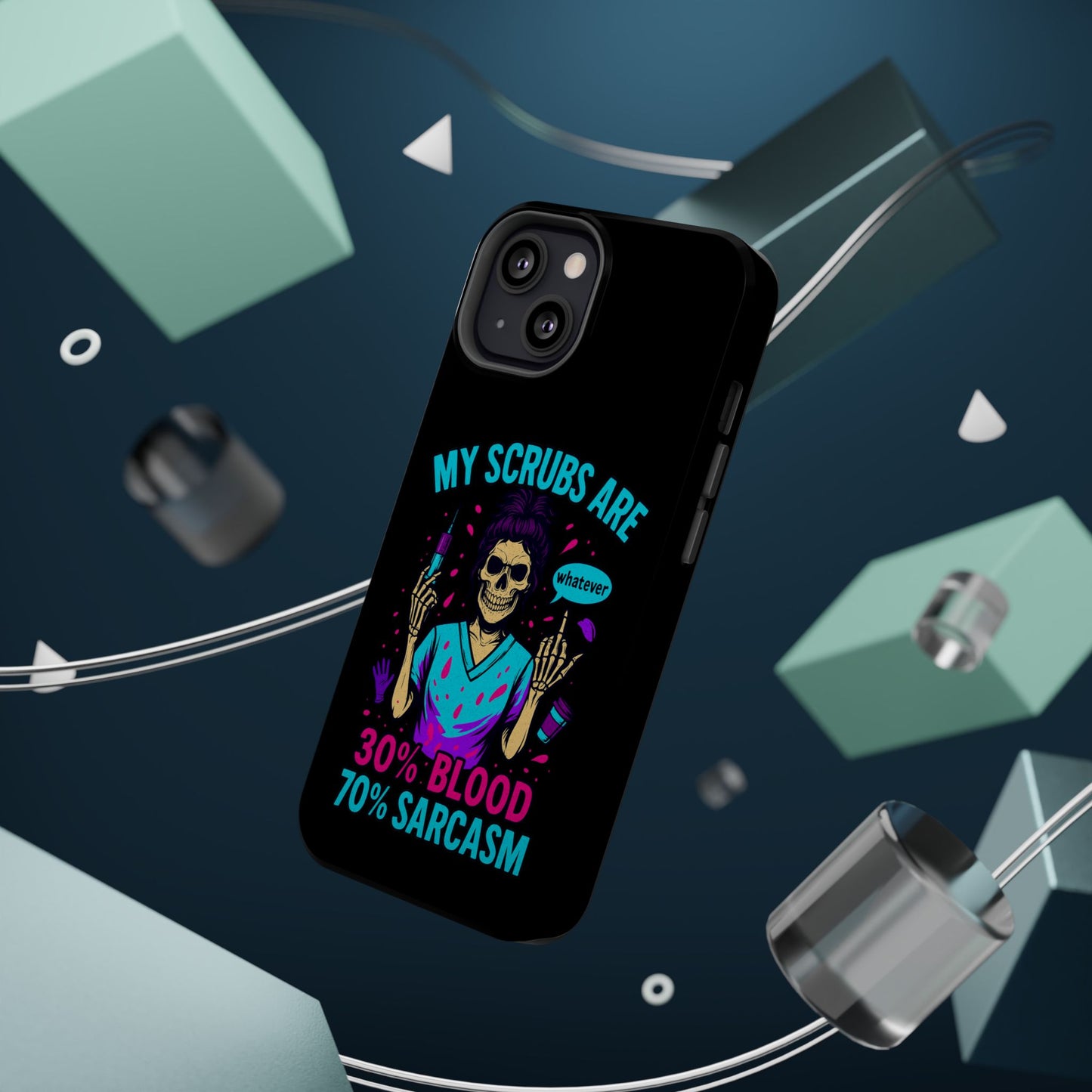 Sassy Nurse Phone Case, 30% Blood 70% Sarcasm Design, Healthcare Gift, Funny Medical Accessory, Tough Magnetic Cover