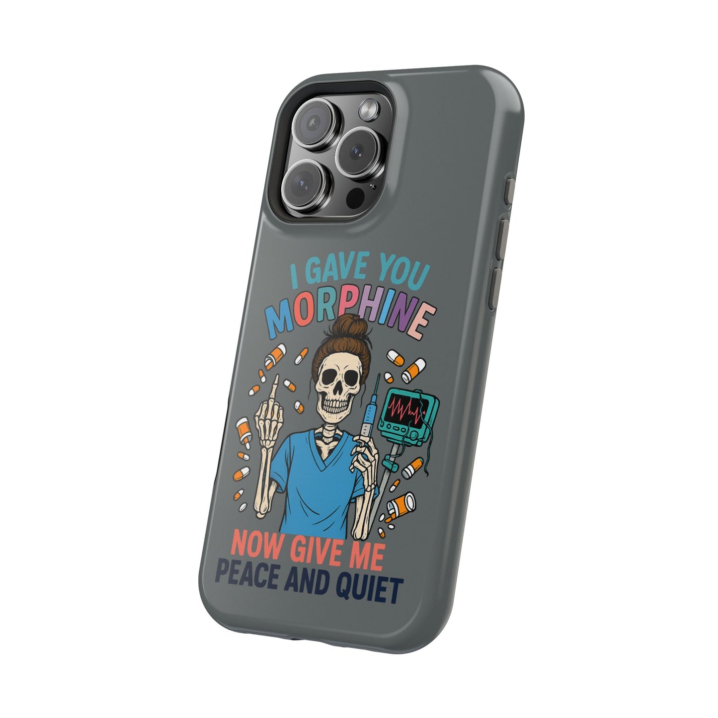 Gothic Phone Case, Unique Skeleton Design, Funny Gift for Nurses, Halloween Accessory, Hospital Humor