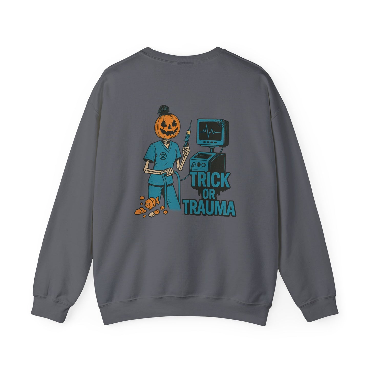 Trick or Trauma Crewneck Sweatshirt - Unisex Halloween Apparel, Spooky Sweatshirt, Halloween Party Wear, Gifts for Scary Movie Lovers, [...]