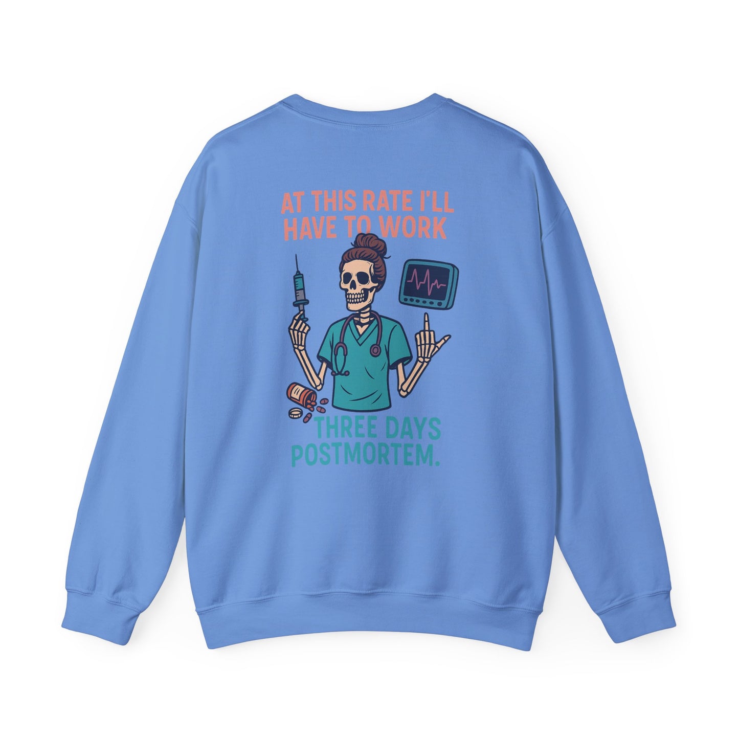 Mortician Humor Crewneck Sweatshirt, Funny Funeral Attire, Halloween Costume, Gift for Mortuary Workers, Unique Hospital Shirt