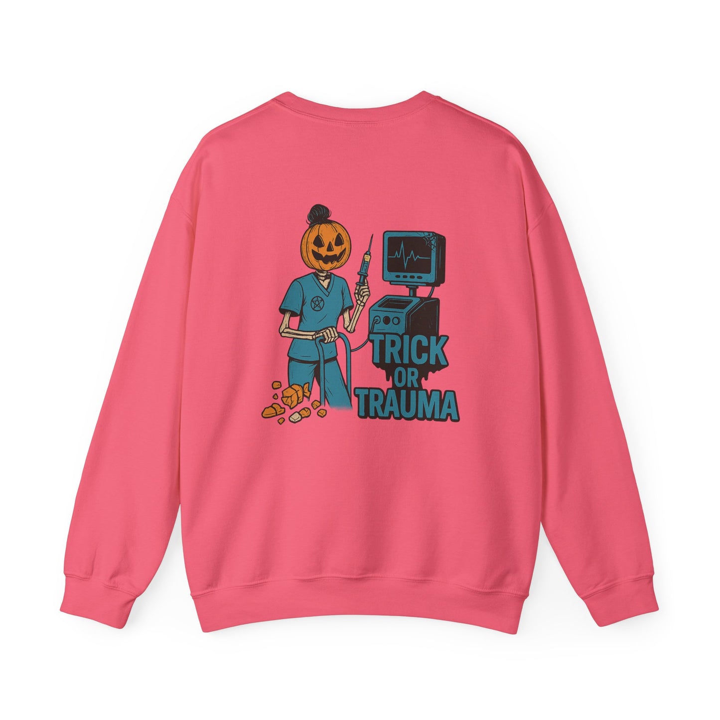 Trick or Trauma Crewneck Sweatshirt - Unisex Halloween Apparel, Spooky Sweatshirt, Halloween Party Wear, Gifts for Scary Movie Lovers, [...]