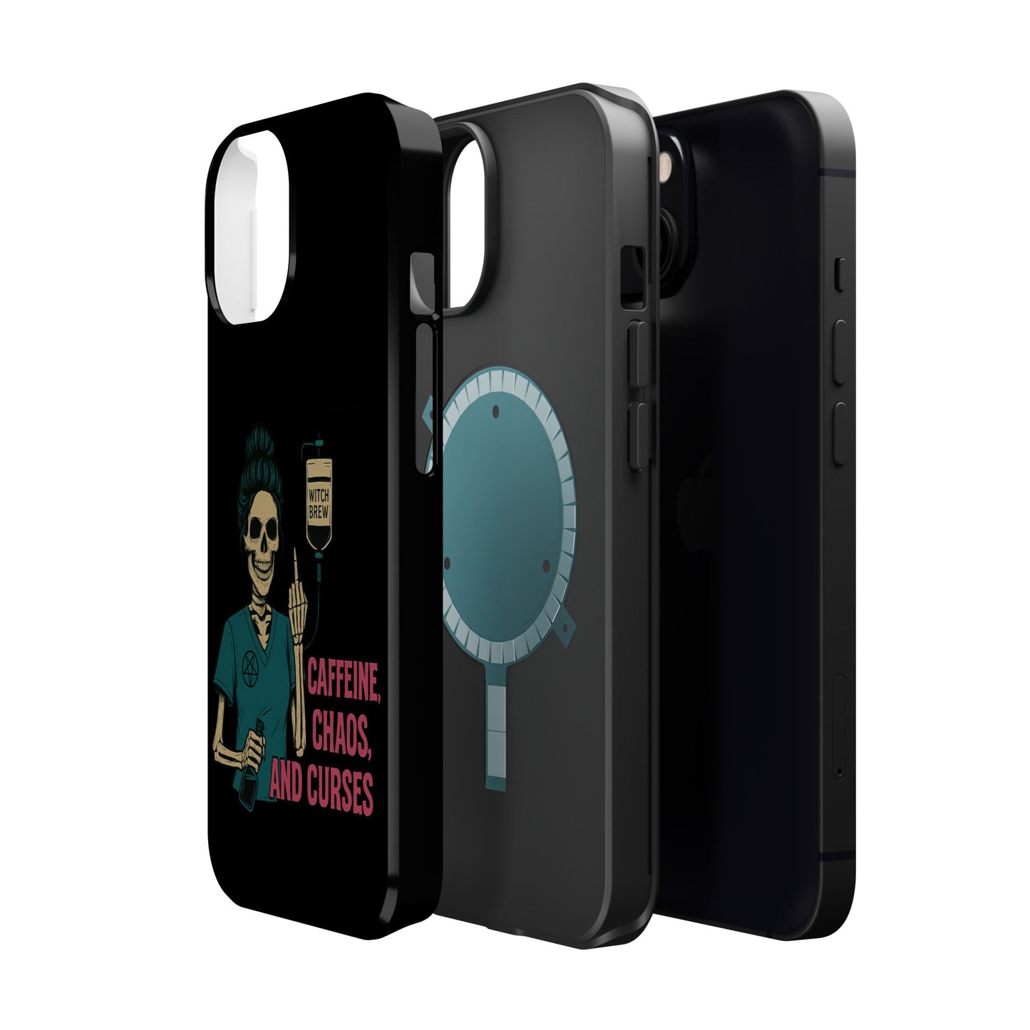 Caffeine Chaos Magnetic Phone Case, Halloween Gift, Witchy Accessories, Phone Cover, Spooky Style