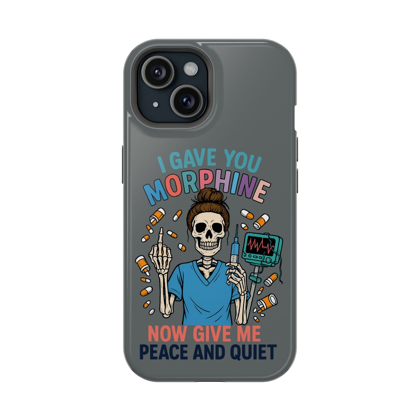 Gothic Phone Case, Unique Skeleton Design, Funny Gift for Nurses, Halloween Accessory, Hospital Humor
