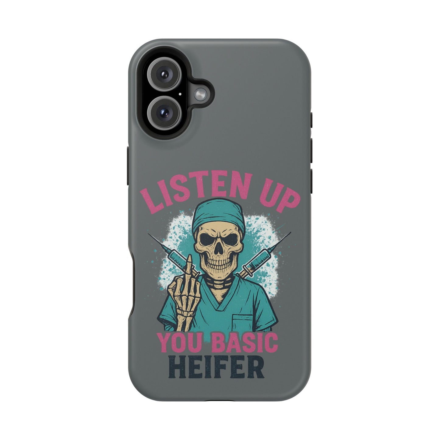 Edgy Nurse Phone Case, Gift for Healthcare Workers, Skull Design Case, Halloween Accessories, Trendy Tough Cases