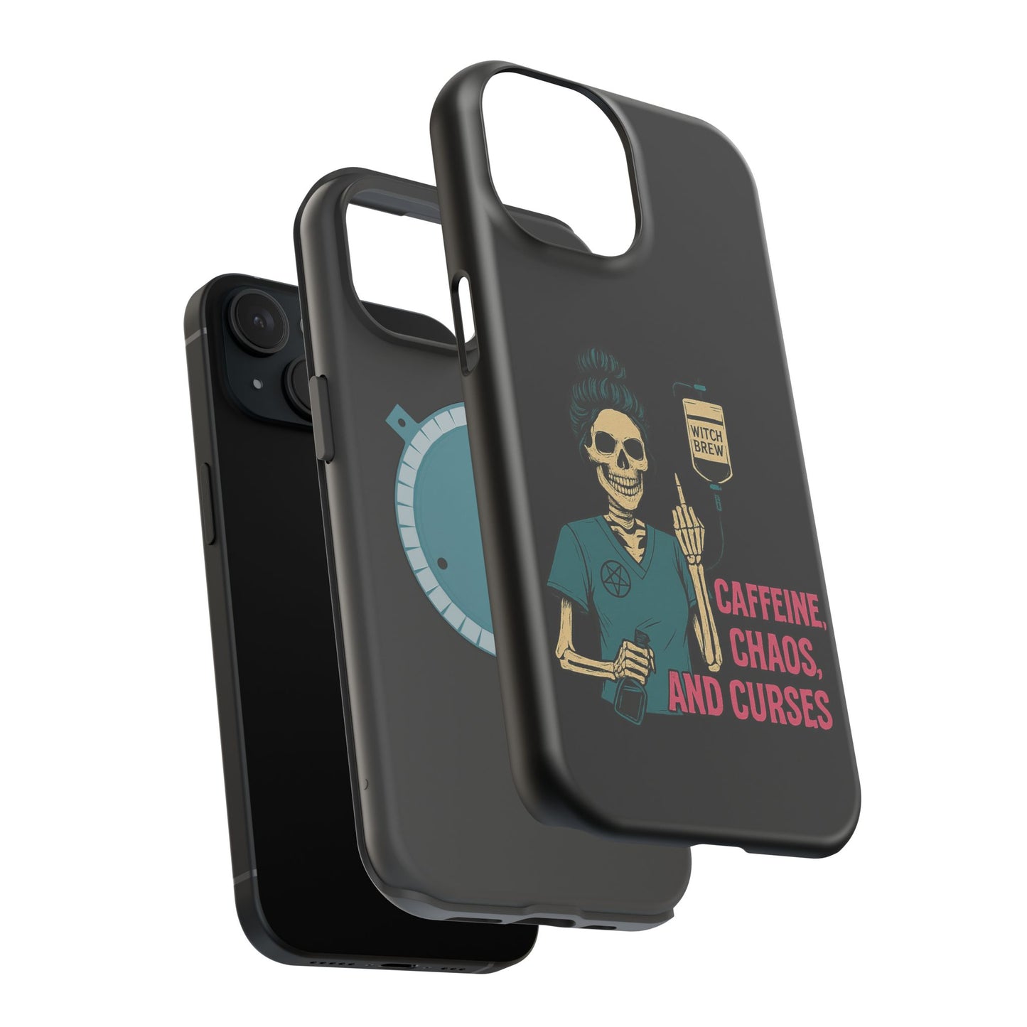 Caffeine Chaos Magnetic Phone Case, Halloween Gift, Witchy Accessories, Phone Cover, Spooky Style