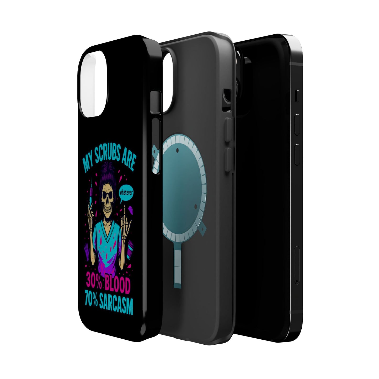 Sassy Nurse Phone Case, 30% Blood 70% Sarcasm Design, Healthcare Gift, Funny Medical Accessory, Tough Magnetic Cover