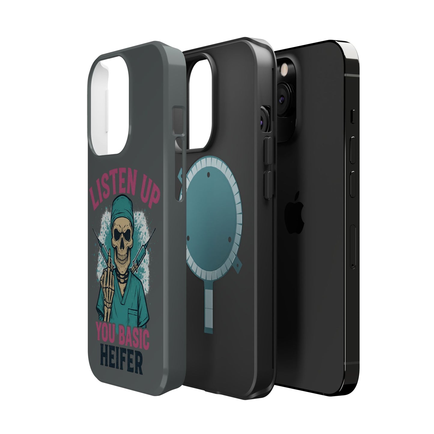 Edgy Nurse Phone Case, Gift for Healthcare Workers, Skull Design Case, Halloween Accessories, Trendy Tough Cases