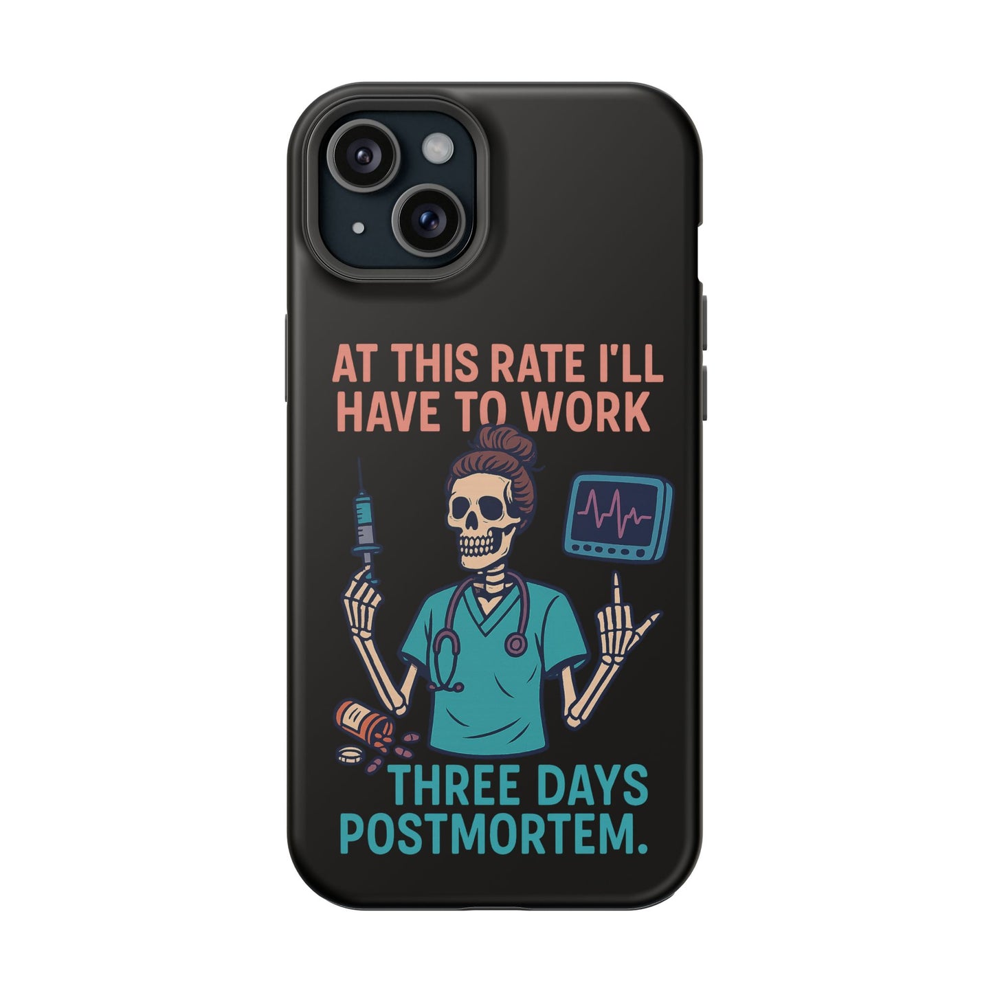 Magnetic Tough Phone Case, 3 Days Postmortem Skull Design, Cute Nurse Gift, Halloween Decor, Unique Phone Accessory