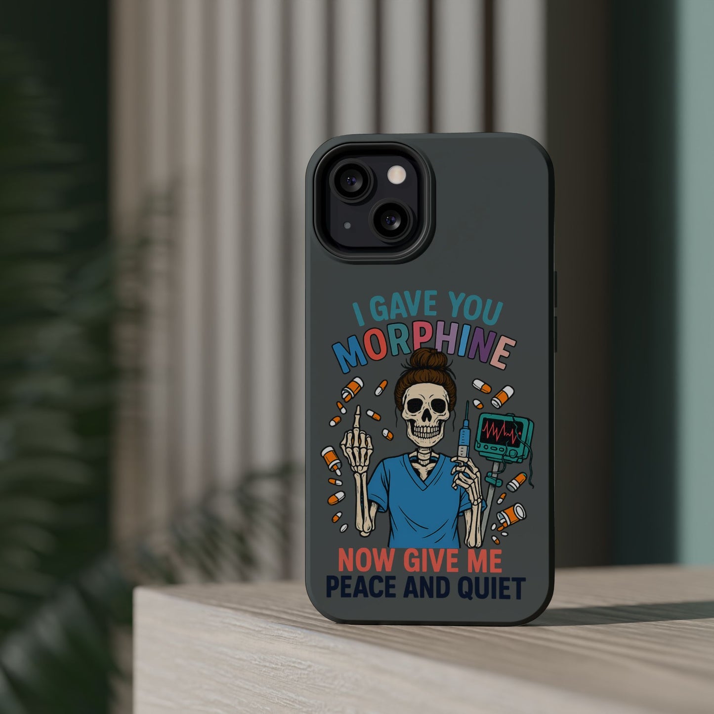 Gothic Phone Case, Unique Skeleton Design, Funny Gift for Nurses, Halloween Accessory, Hospital Humor