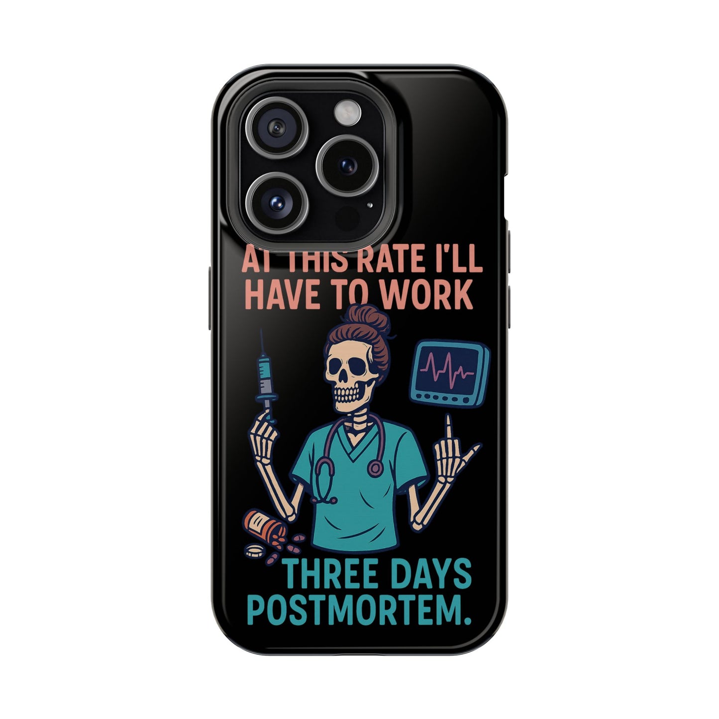 Magnetic Tough Phone Case, 3 Days Postmortem Skull Design, Cute Nurse Gift, Halloween Decor, Unique Phone Accessory
