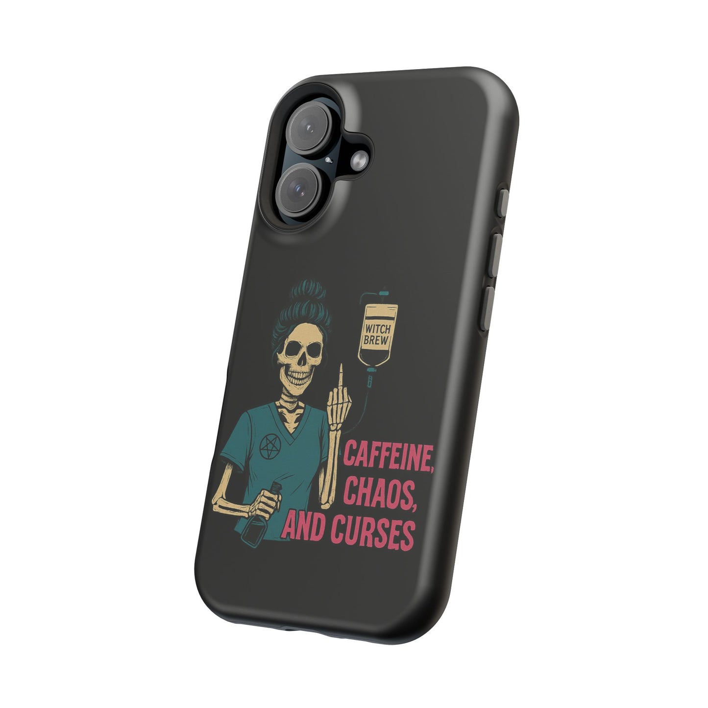 Caffeine Chaos Magnetic Phone Case, Halloween Gift, Witchy Accessories, Phone Cover, Spooky Style