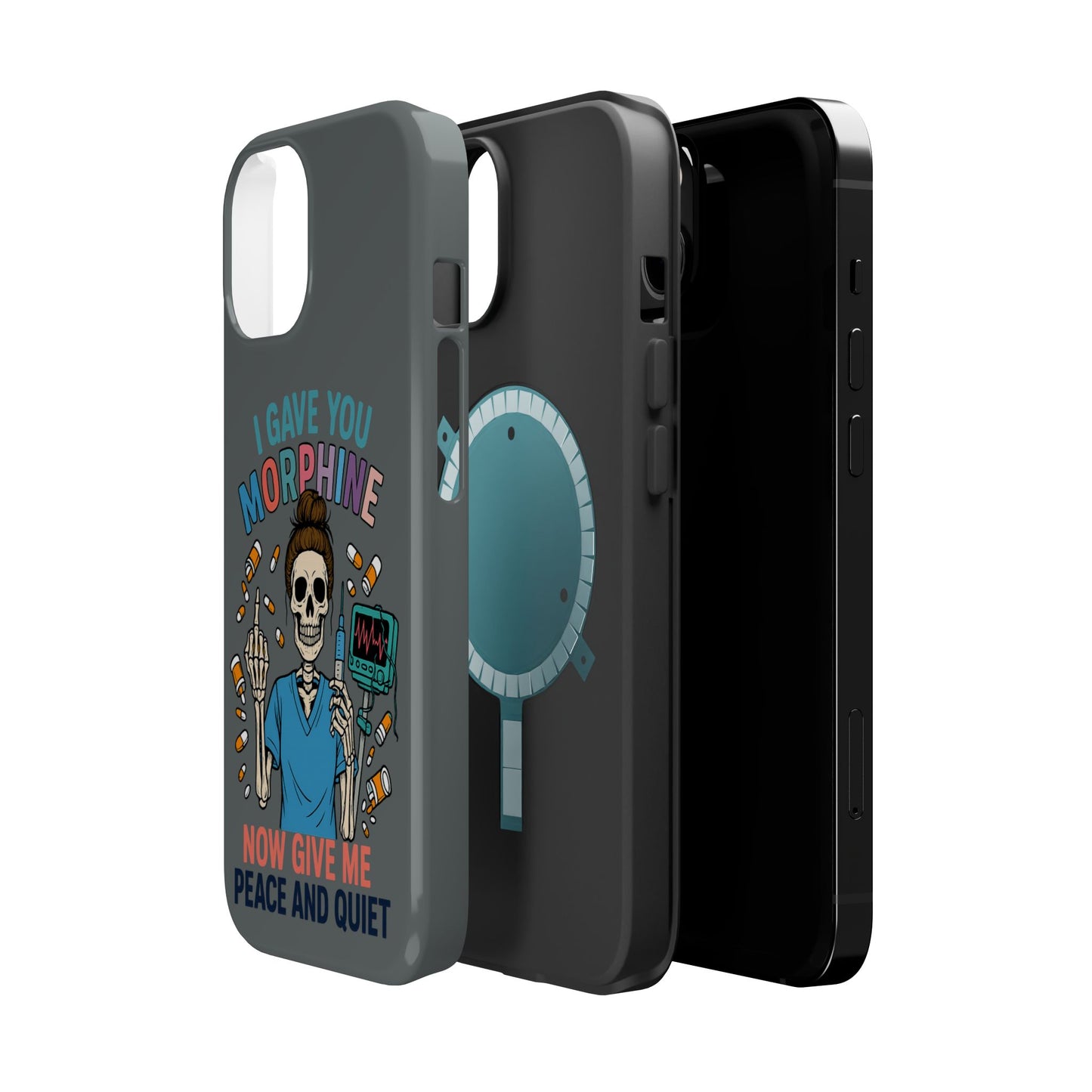 Gothic Phone Case, Unique Skeleton Design, Funny Gift for Nurses, Halloween Accessory, Hospital Humor