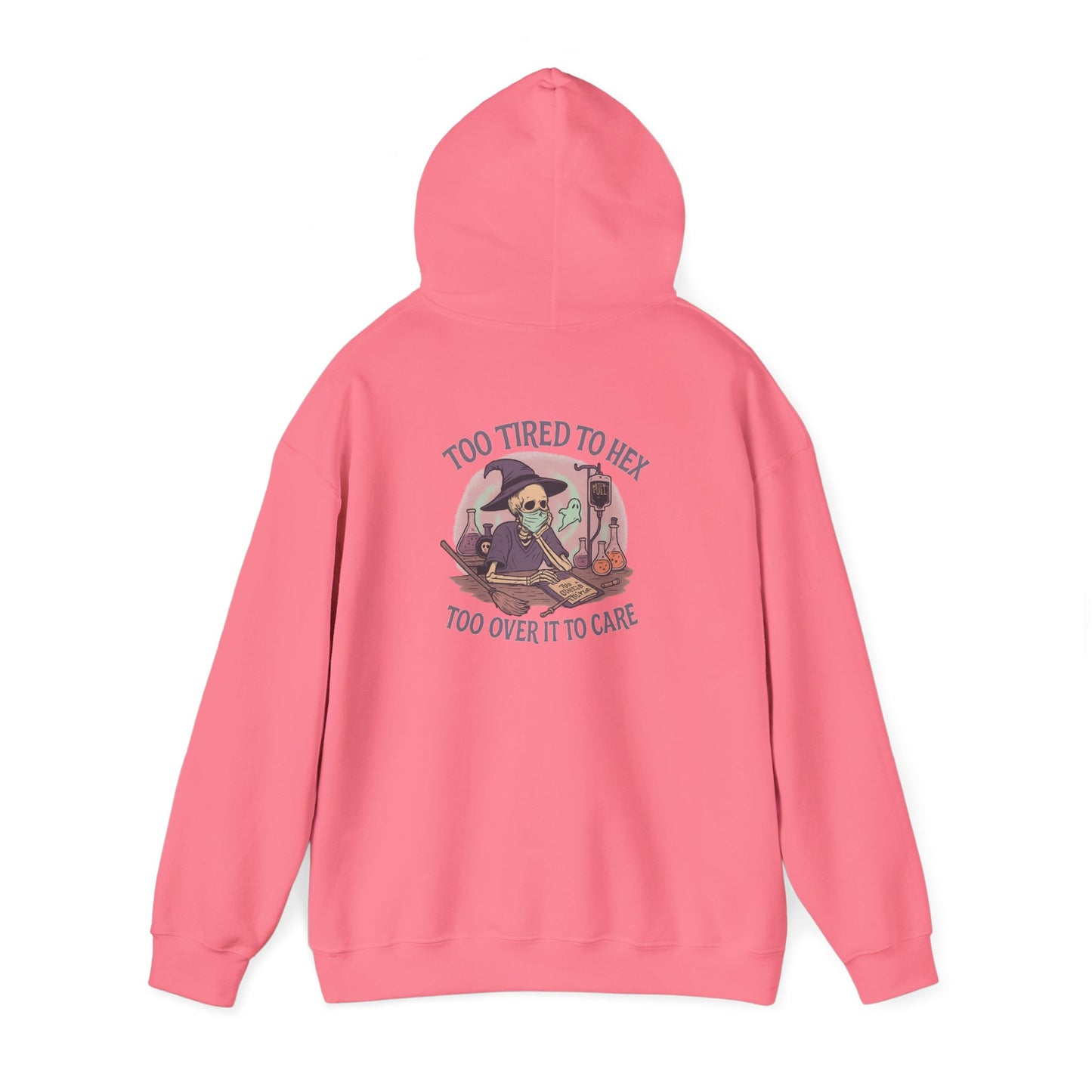 Too Tired to Hex Hoodie - Cozy Unisex Sweatshirt, Perfect for Halloween, Witchy Vibes, Casual Wear, Gift for Her