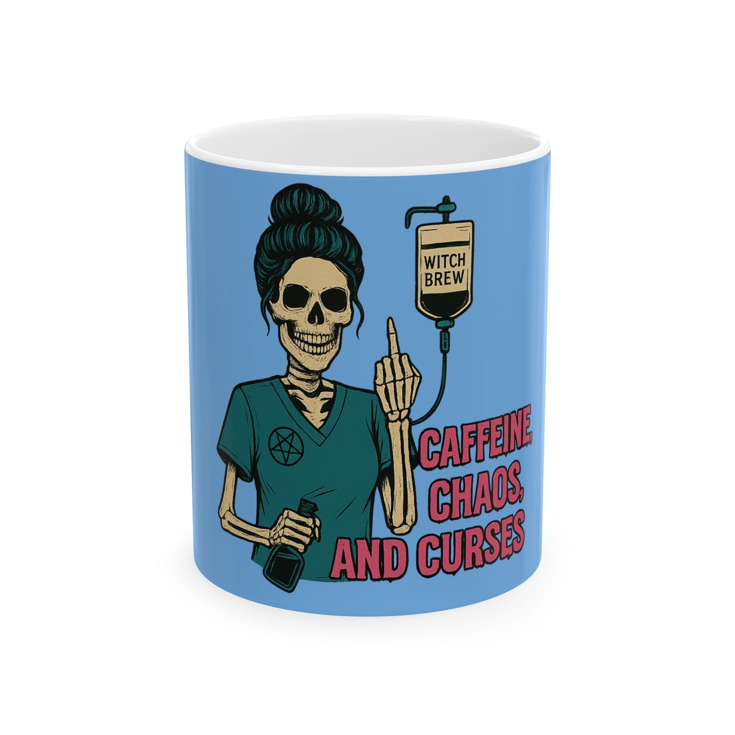 Witch Brew Ceramic Mug, Caffeine Chaos and Curses, Funny Gift for Coffee Lovers, Halloween Decor, Office Mug