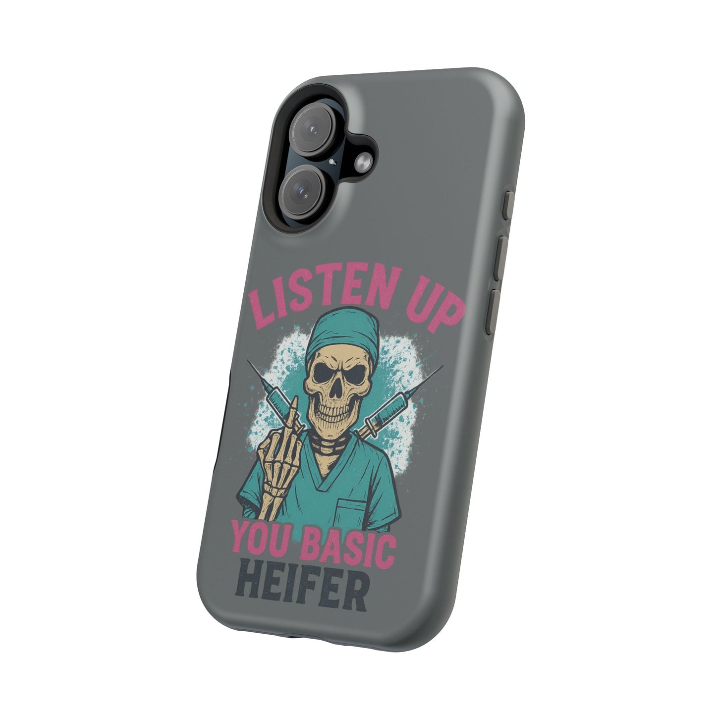 Edgy Nurse Phone Case, Gift for Healthcare Workers, Skull Design Case, Halloween Accessories, Trendy Tough Cases