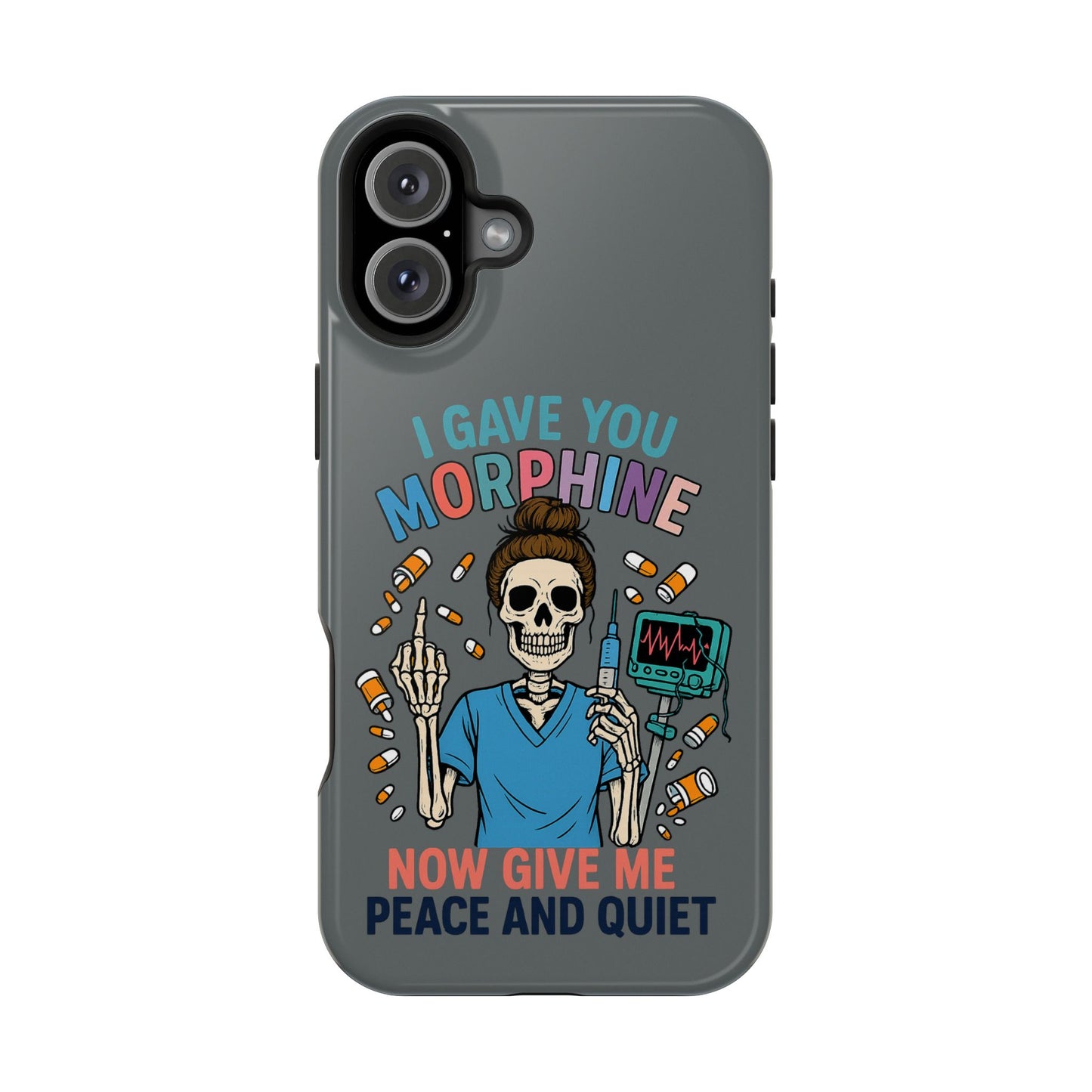 Gothic Phone Case, Unique Skeleton Design, Funny Gift for Nurses, Halloween Accessory, Hospital Humor