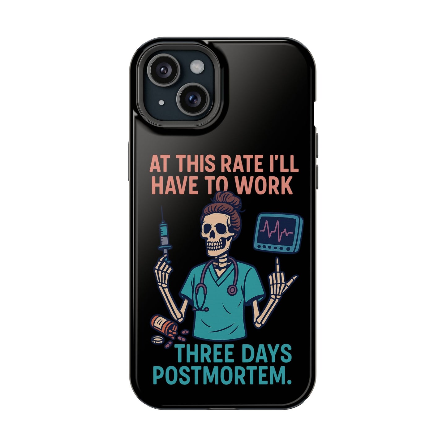 Magnetic Tough Phone Case, 3 Days Postmortem Skull Design, Cute Nurse Gift, Halloween Decor, Unique Phone Accessory