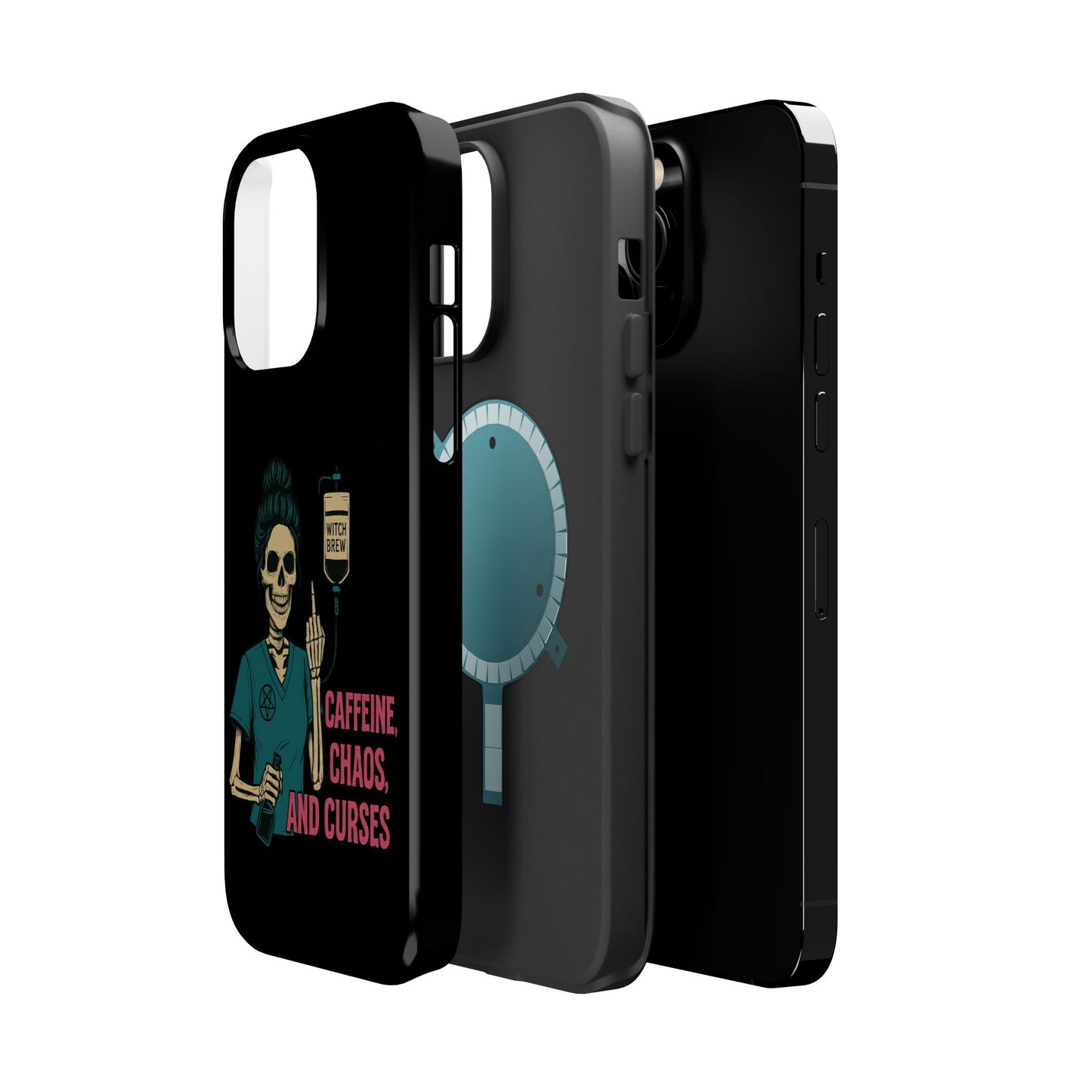 Caffeine Chaos Magnetic Phone Case, Halloween Gift, Witchy Accessories, Phone Cover, Spooky Style