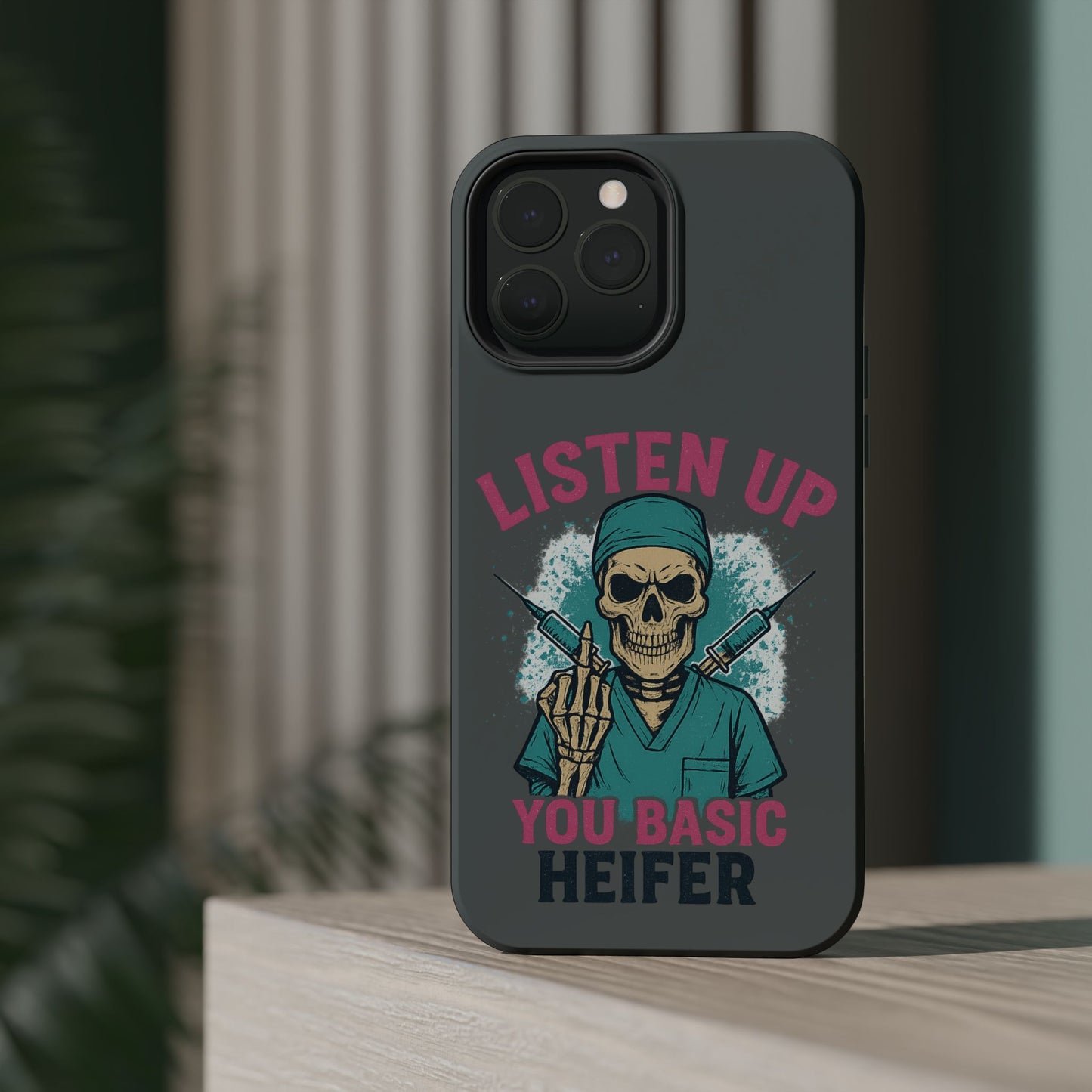 Edgy Nurse Phone Case, Gift for Healthcare Workers, Skull Design Case, Halloween Accessories, Trendy Tough Cases