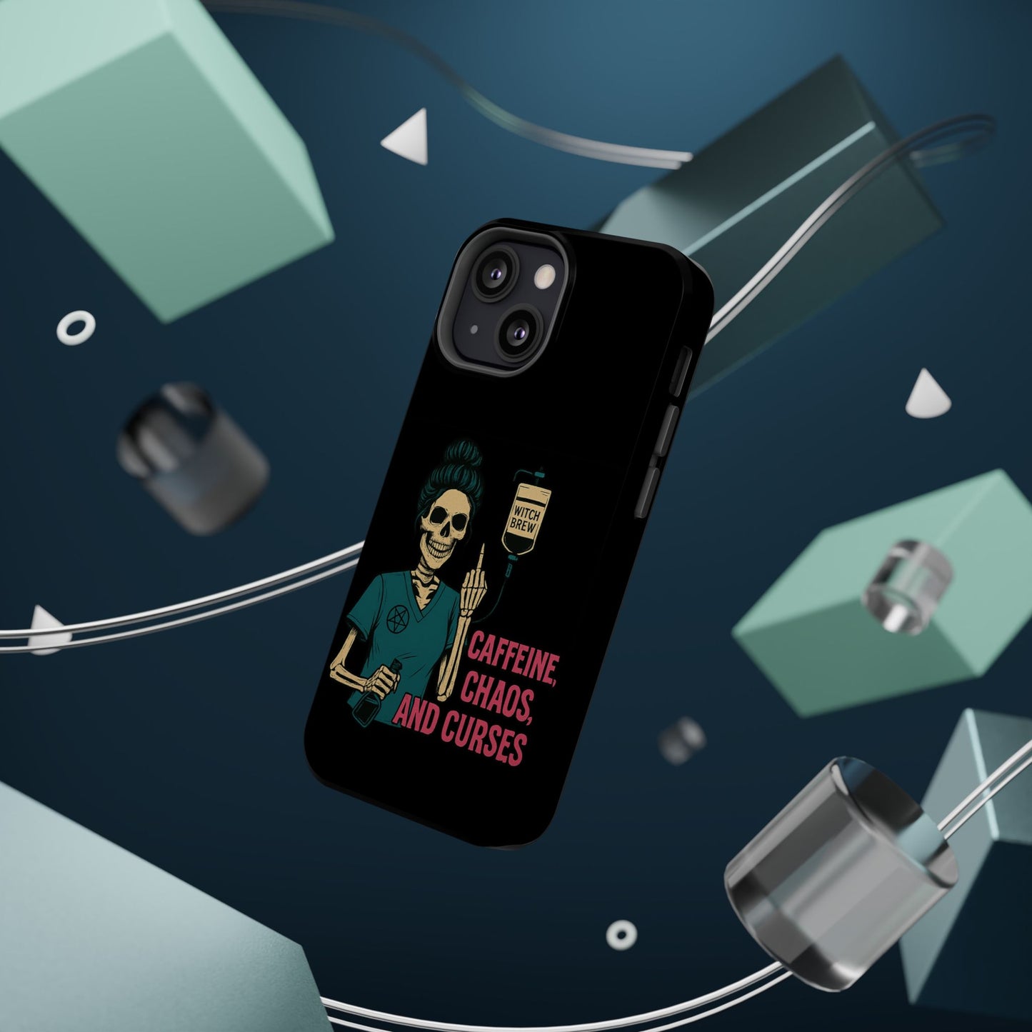 Caffeine Chaos Magnetic Phone Case, Halloween Gift, Witchy Accessories, Phone Cover, Spooky Style