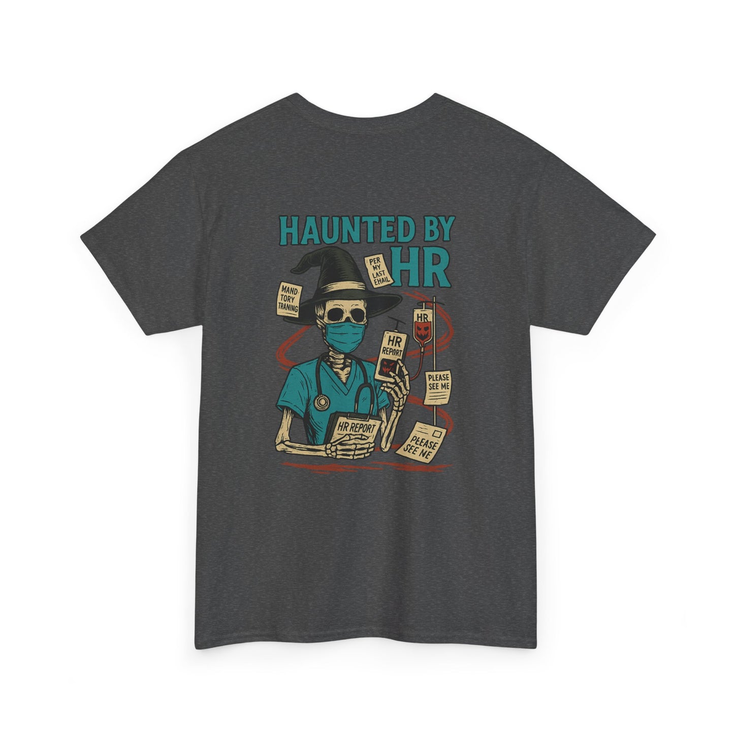Haunted by HR Graphic Tee, Unisex Heavy Cotton Shirt, Halloween T-Shirt, Fun Office Humor, Spooky Gifts, Casual Wear
