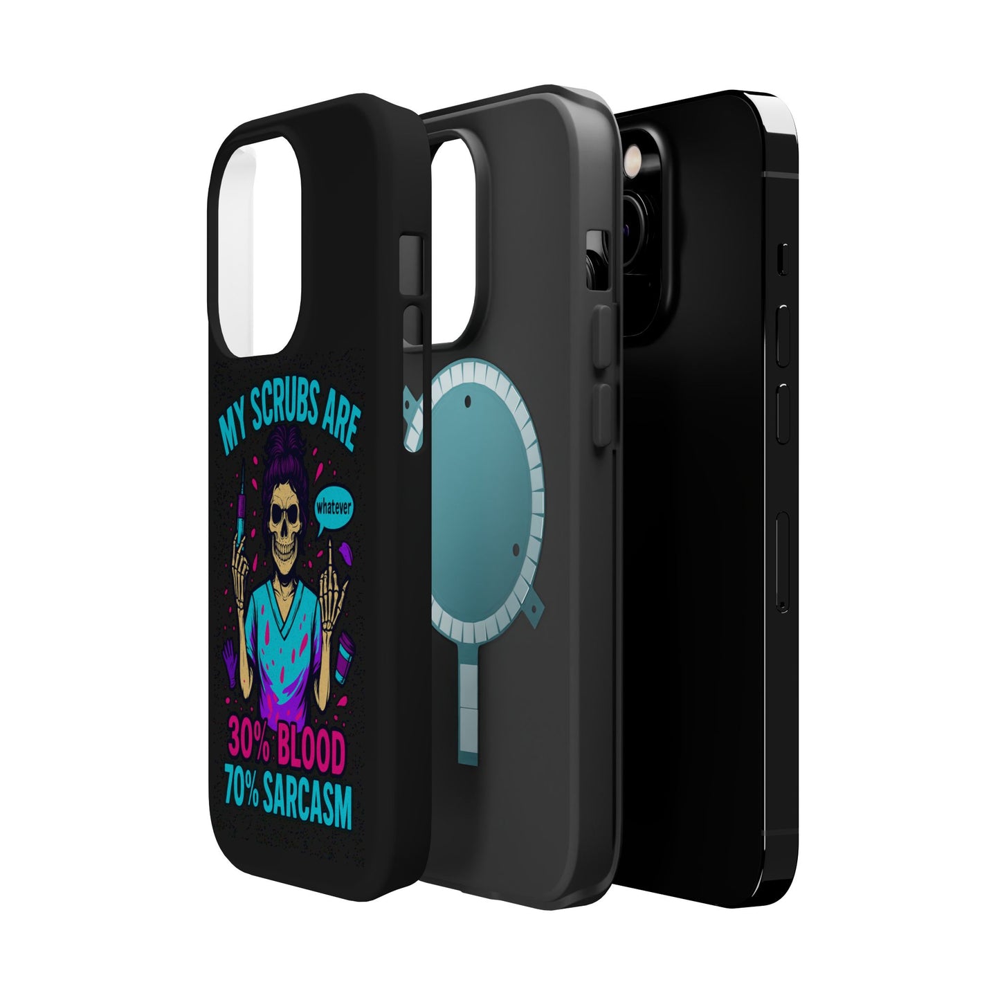 Sassy Nurse Phone Case, 30% Blood 70% Sarcasm Design, Healthcare Gift, Funny Medical Accessory, Tough Magnetic Cover