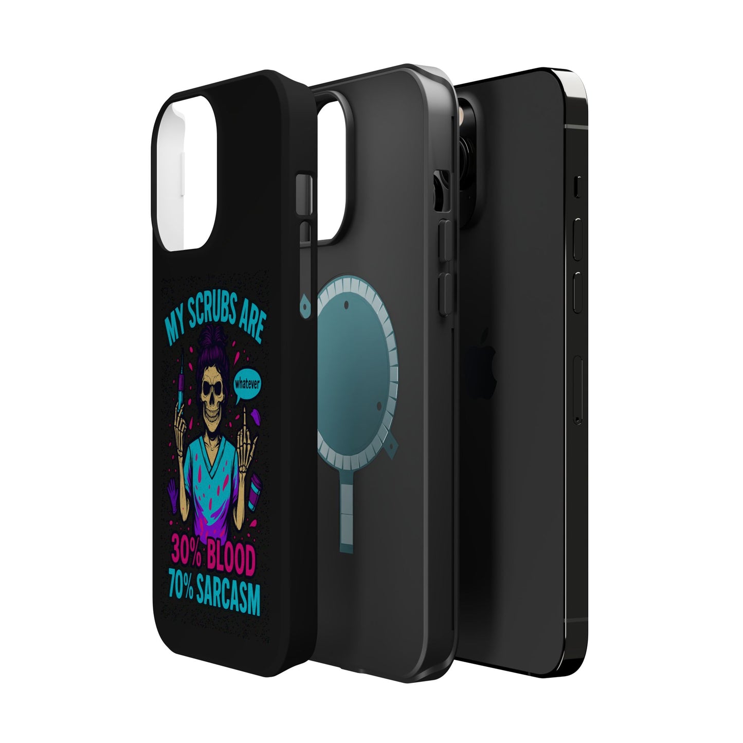 Sassy Nurse Phone Case, 30% Blood 70% Sarcasm Design, Healthcare Gift, Funny Medical Accessory, Tough Magnetic Cover