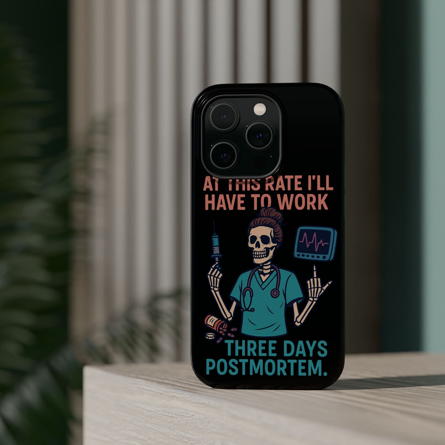 Magnetic Tough Phone Case, 3 Days Postmortem Skull Design, Cute Nurse Gift, Halloween Decor, Unique Phone Accessory