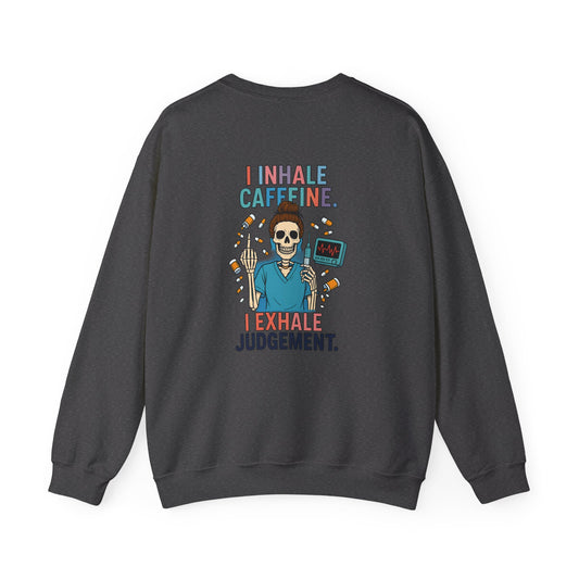Caffeine Lover Crewneck Sweatshirt, Funny Gift for Coffee Lovers, Casual Wear, Unisex Sweatshirt, Halloween Apparel, Gift for Friends
