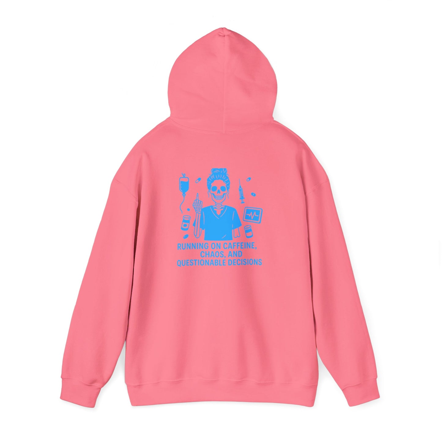 “Running on Caffeine, Chaos, and Questionable Decisions” – Sarcastic Nurse Hoodie
