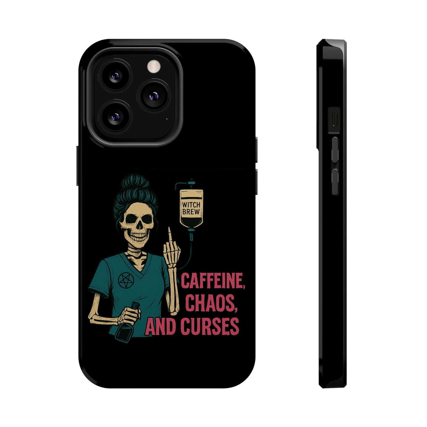 Caffeine Chaos Magnetic Phone Case, Halloween Gift, Witchy Accessories, Phone Cover, Spooky Style