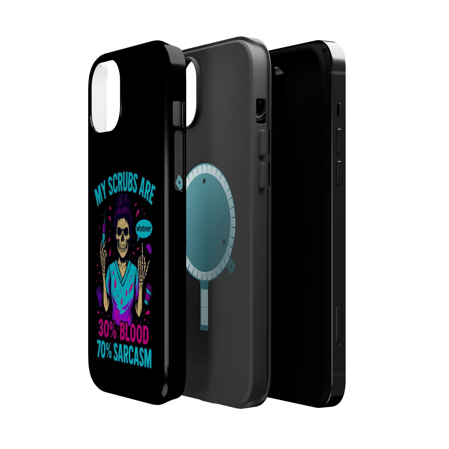 Sassy Nurse Phone Case, 30% Blood 70% Sarcasm Design, Healthcare Gift, Funny Medical Accessory, Tough Magnetic Cover