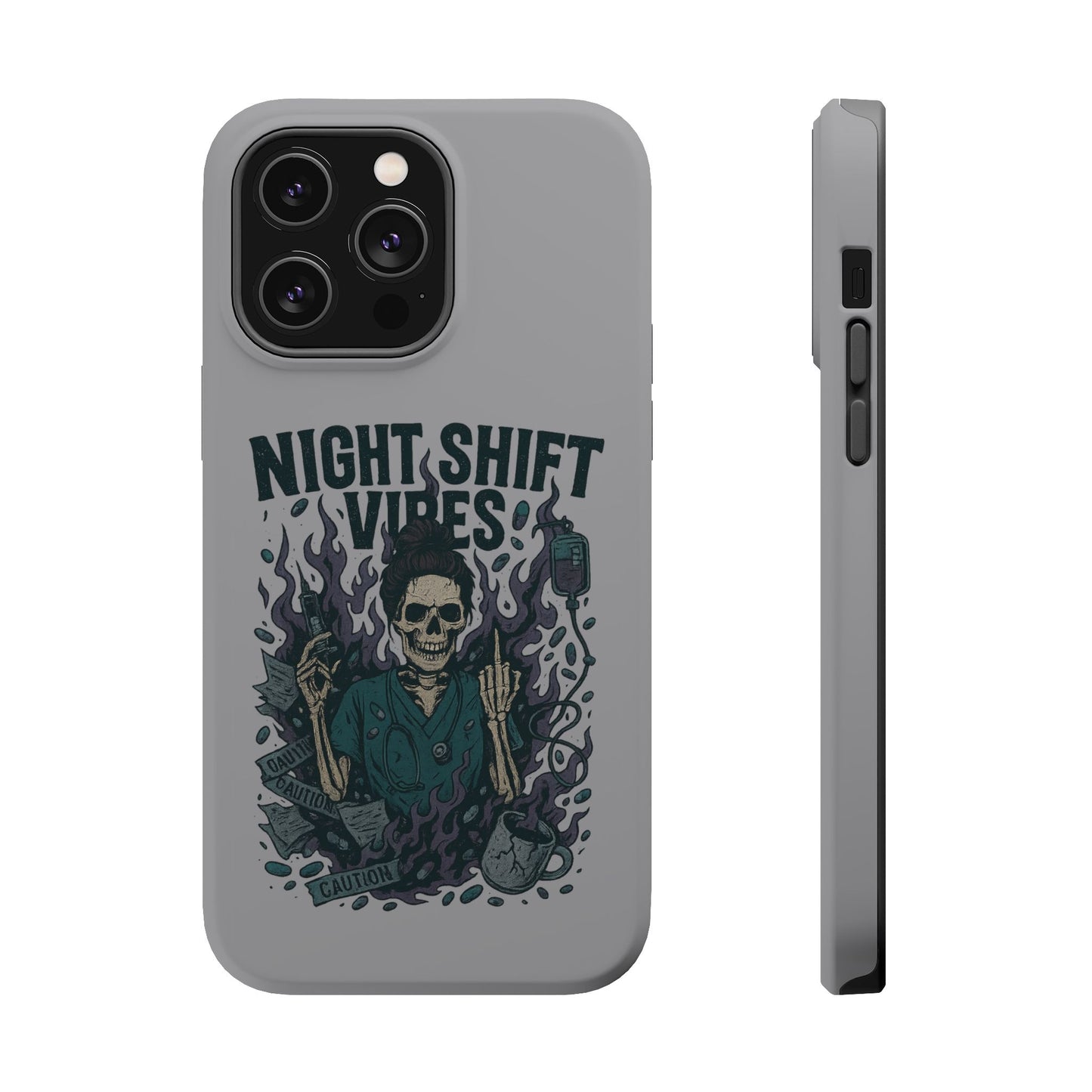 “Night Shift Vibes” – Bright & Chaotic Nurse Phone Case