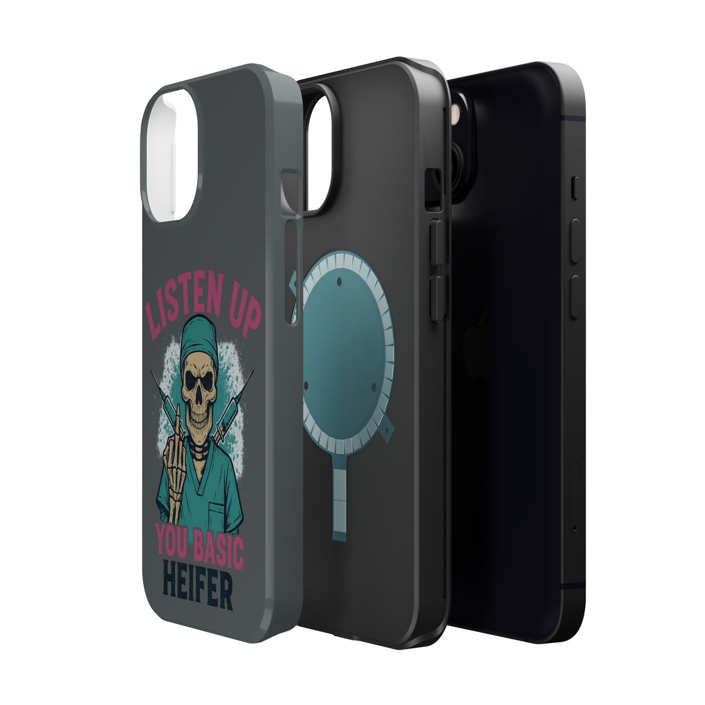 Edgy Nurse Phone Case, Gift for Healthcare Workers, Skull Design Case, Halloween Accessories, Trendy Tough Cases