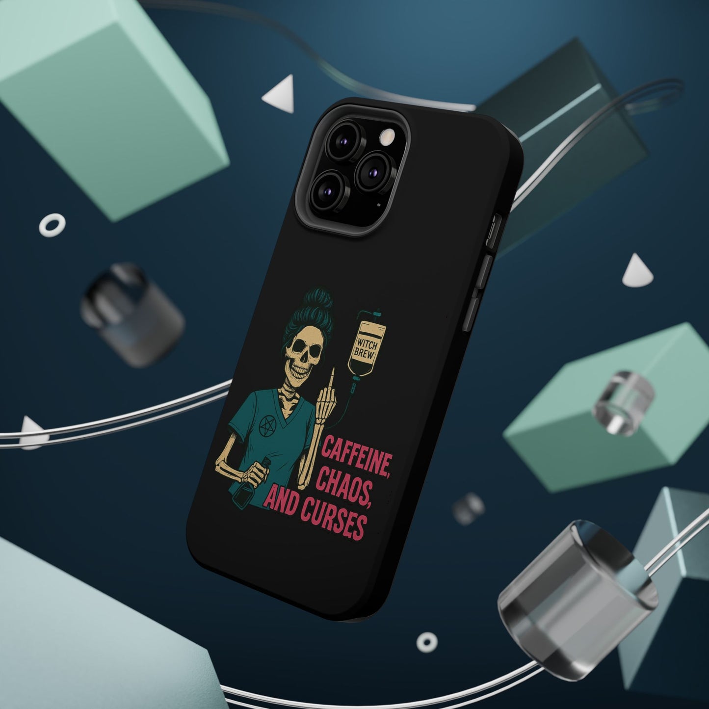 Caffeine Chaos Magnetic Phone Case, Halloween Gift, Witchy Accessories, Phone Cover, Spooky Style