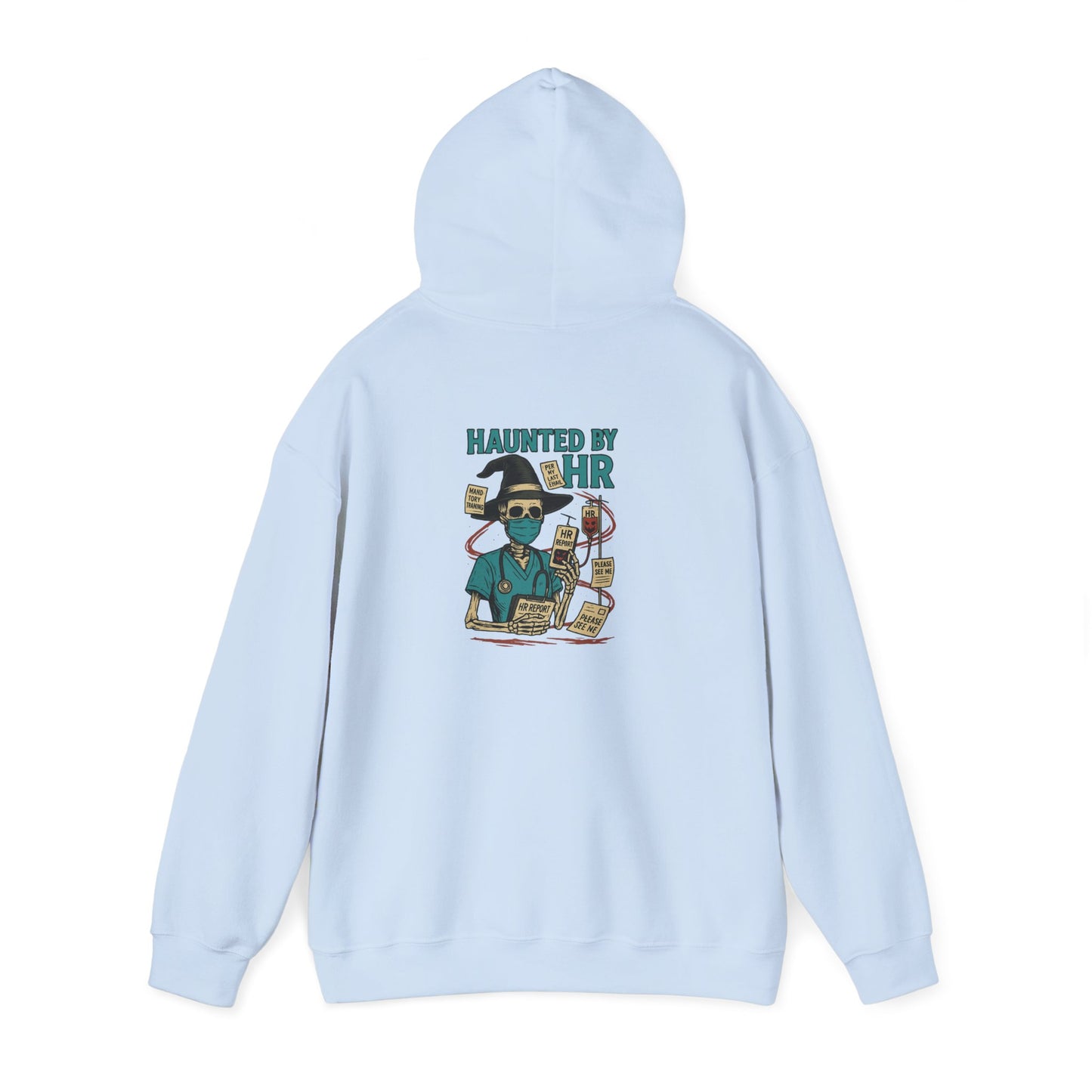 Haunted by HR Hoodie, Funny Sweatshirt, Unisex Pullover, Work Humor Apparel, Gift for Colleagues, Office Wear, Cozy Casual Fashion