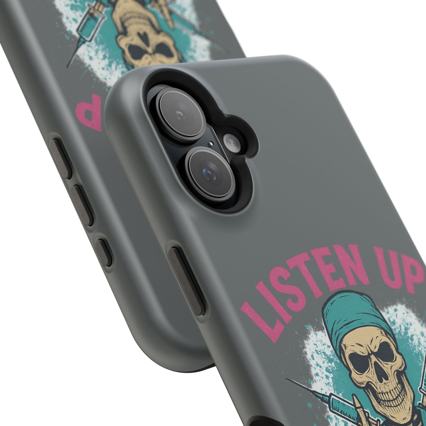 Edgy Nurse Phone Case, Gift for Healthcare Workers, Skull Design Case, Halloween Accessories, Trendy Tough Cases