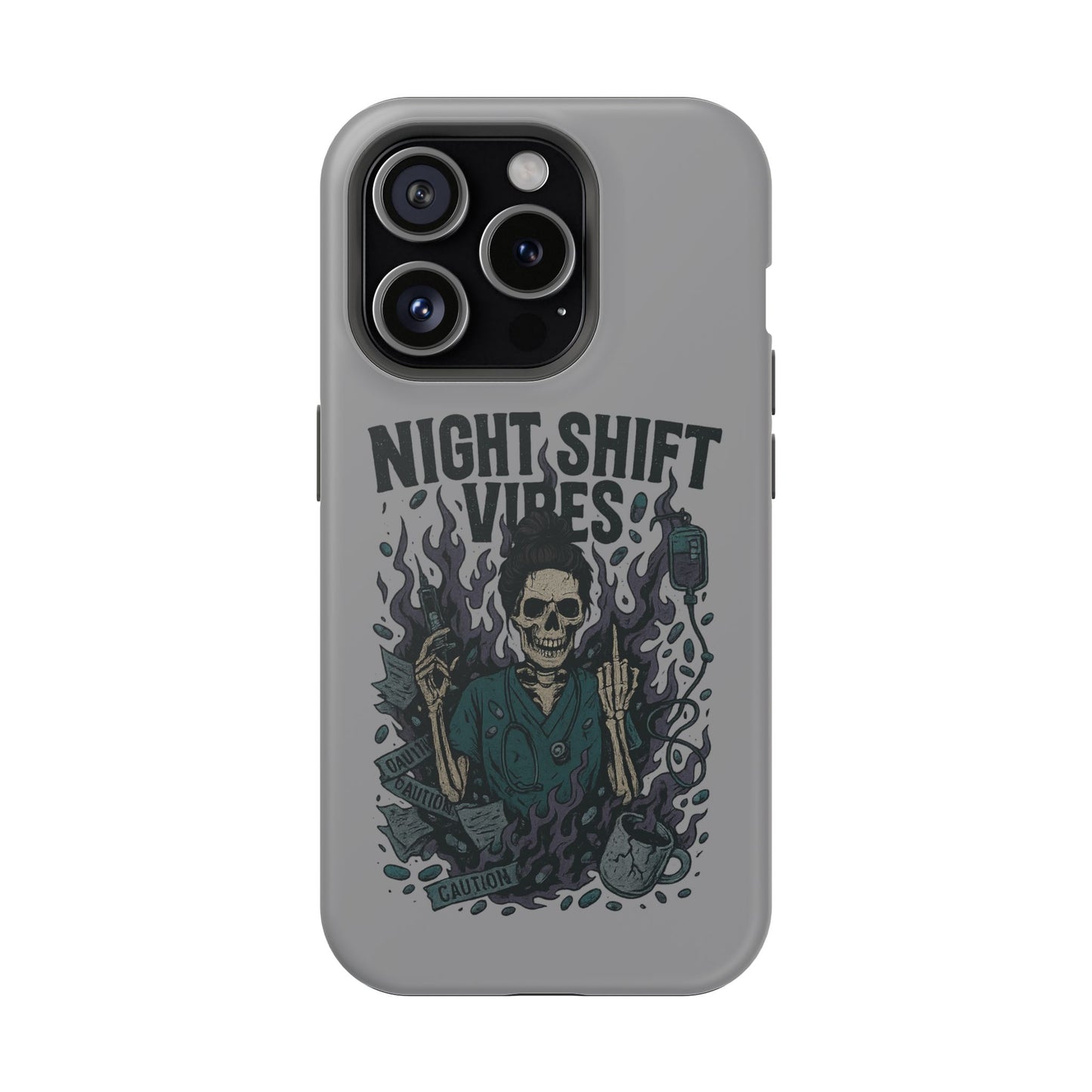“Night Shift Vibes” – Bright & Chaotic Nurse Phone Case