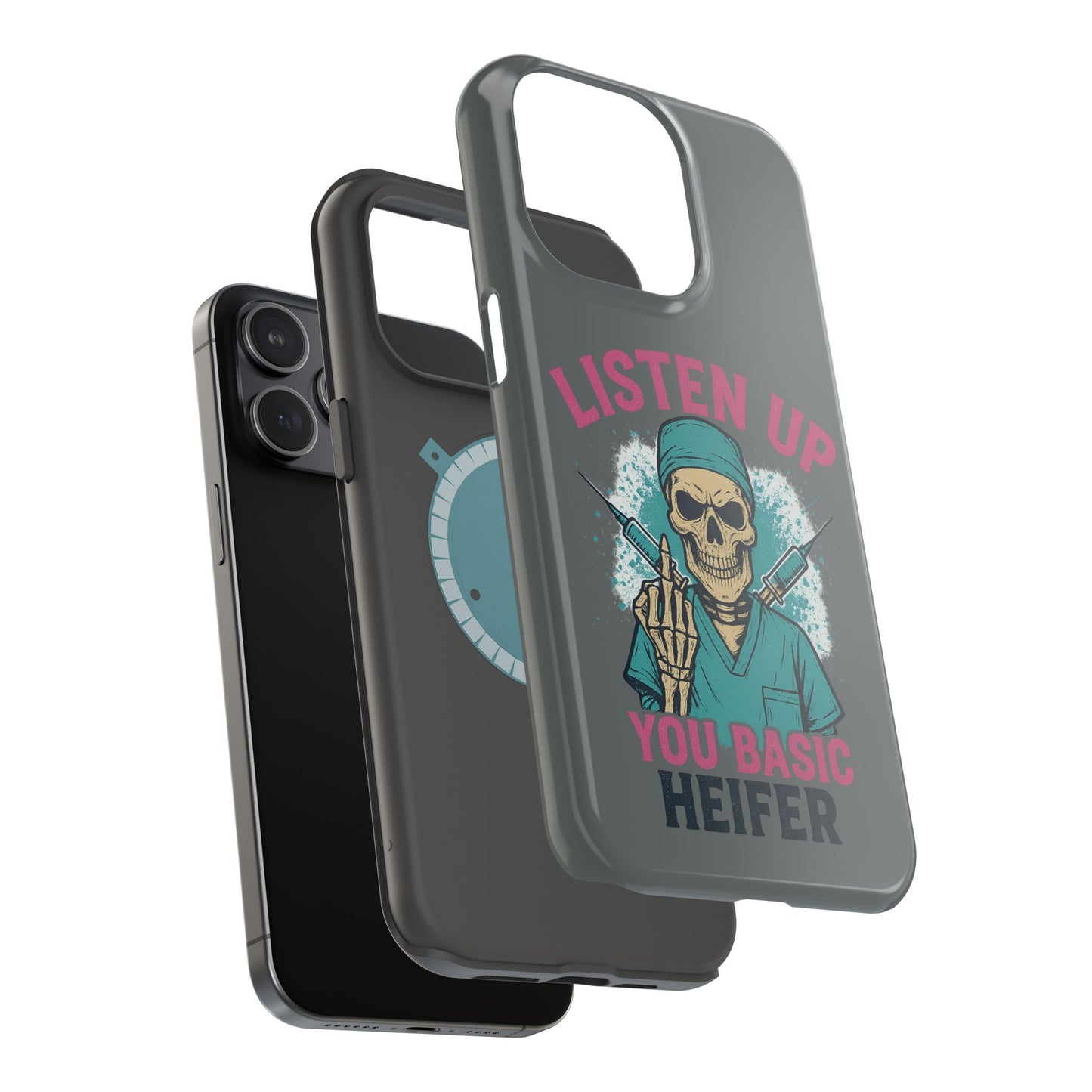 Edgy Nurse Phone Case, Gift for Healthcare Workers, Skull Design Case, Halloween Accessories, Trendy Tough Cases