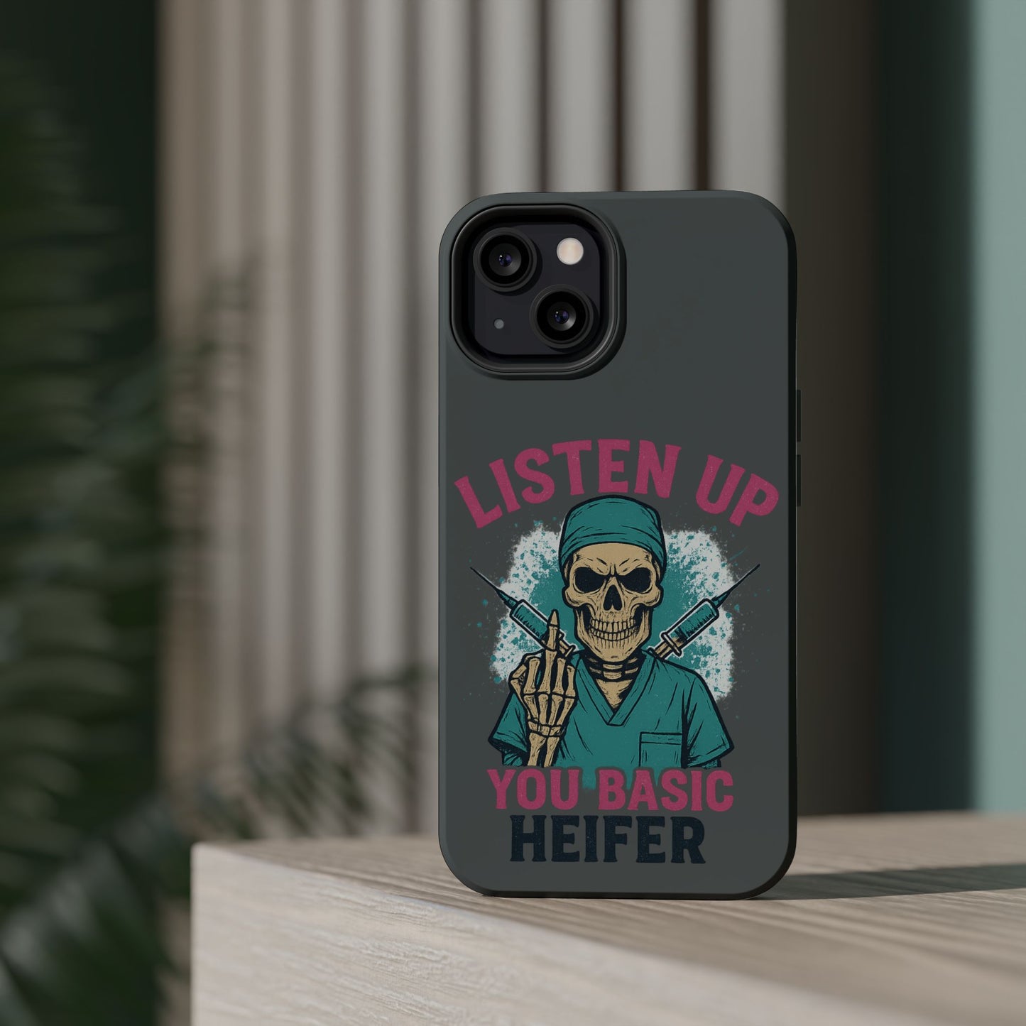 Edgy Nurse Phone Case, Gift for Healthcare Workers, Skull Design Case, Halloween Accessories, Trendy Tough Cases