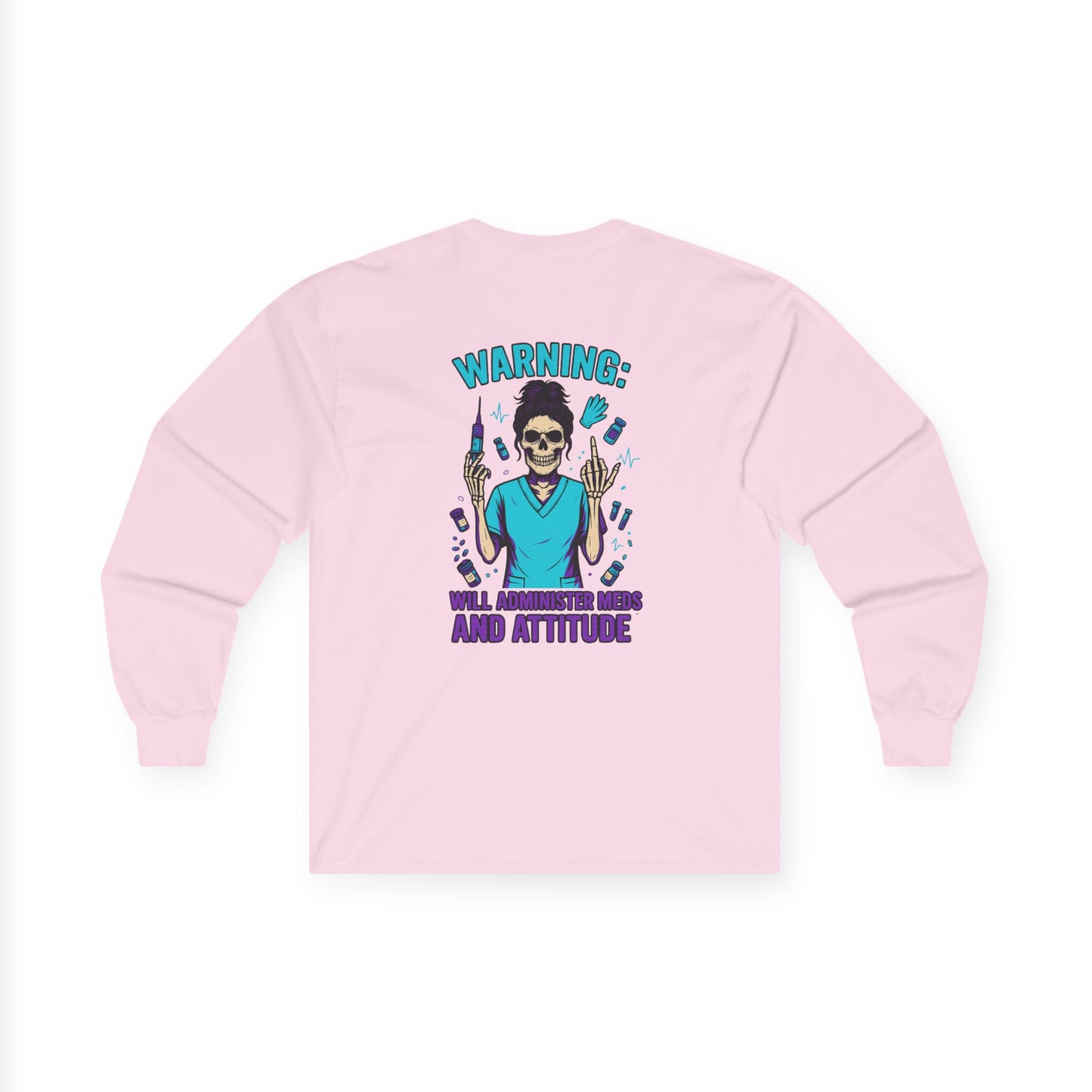 Warning: Attitude Unisex Long Sleeve Tee, Casual Streetwear, Gift for Fashion Lovers, Cool Graphic Tee, Perfect for Holidays