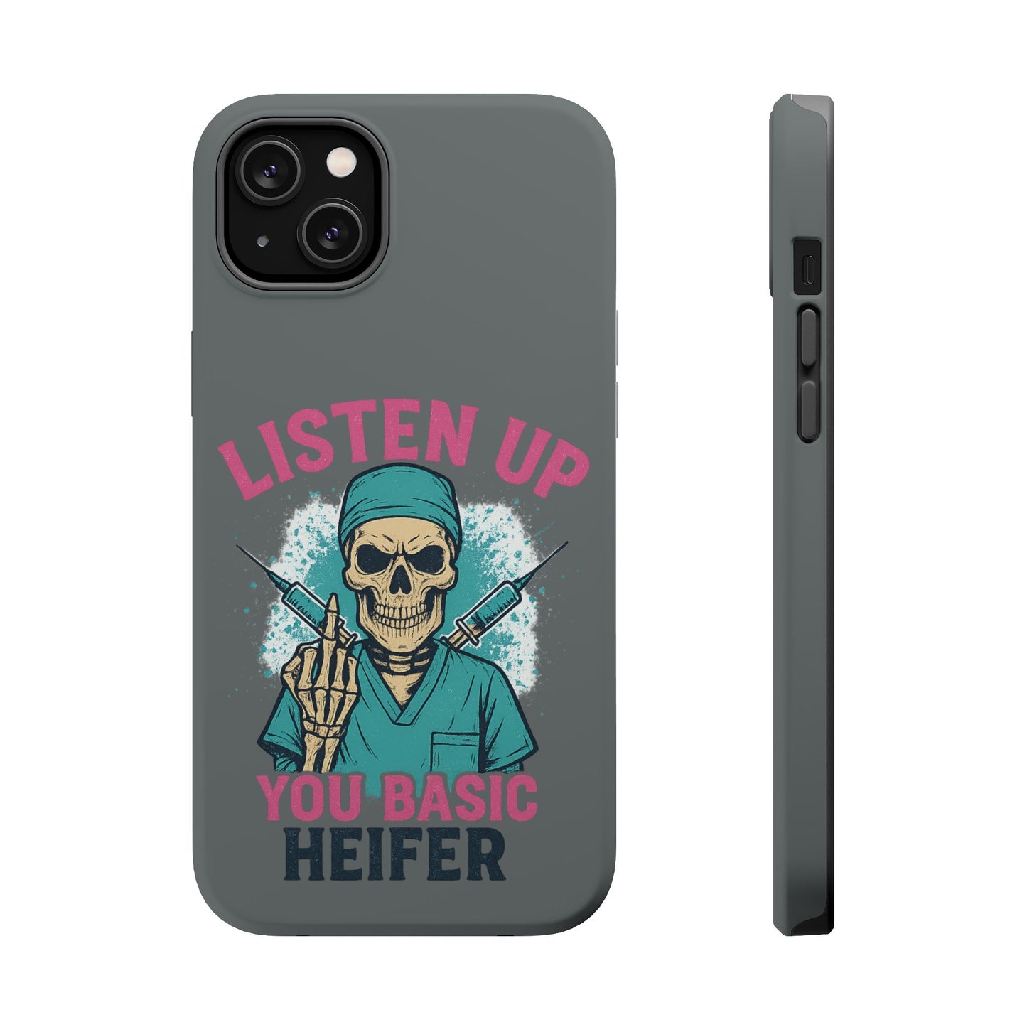 Edgy Nurse Phone Case, Gift for Healthcare Workers, Skull Design Case, Halloween Accessories, Trendy Tough Cases