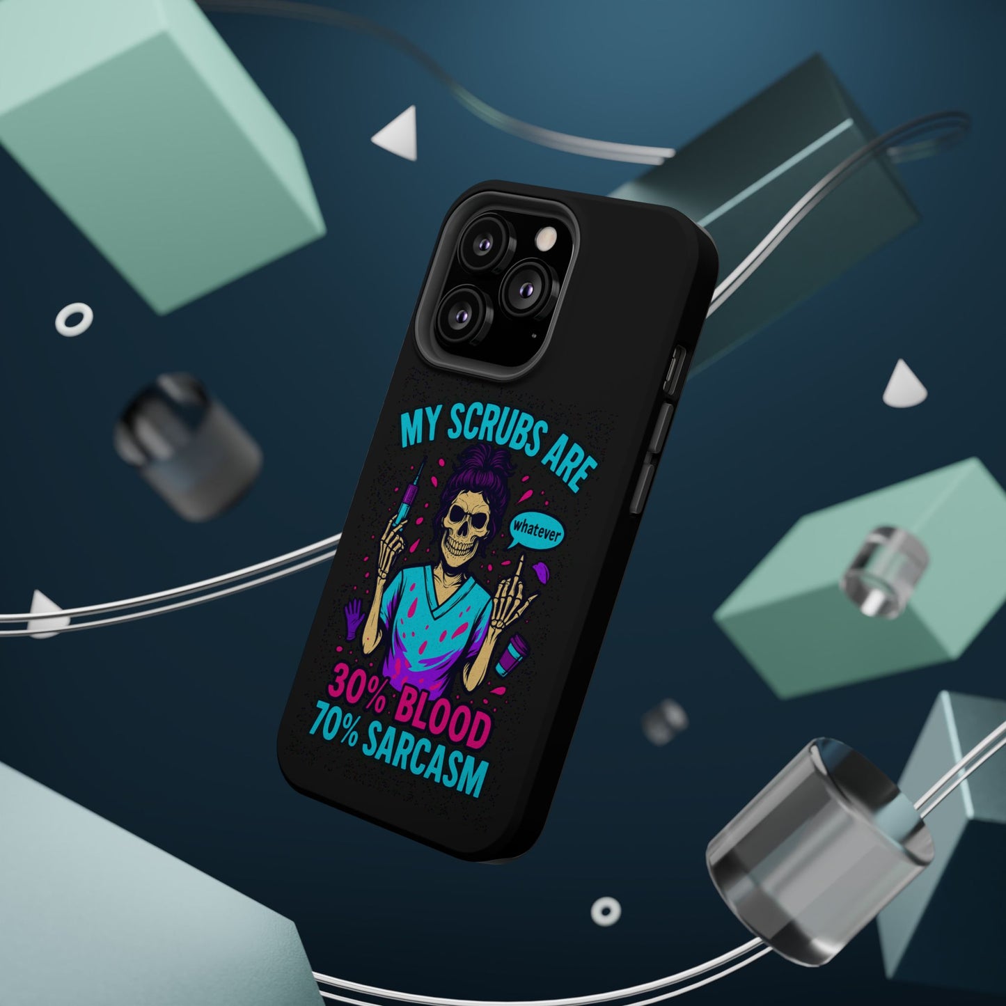 Sassy Nurse Phone Case, 30% Blood 70% Sarcasm Design, Healthcare Gift, Funny Medical Accessory, Tough Magnetic Cover