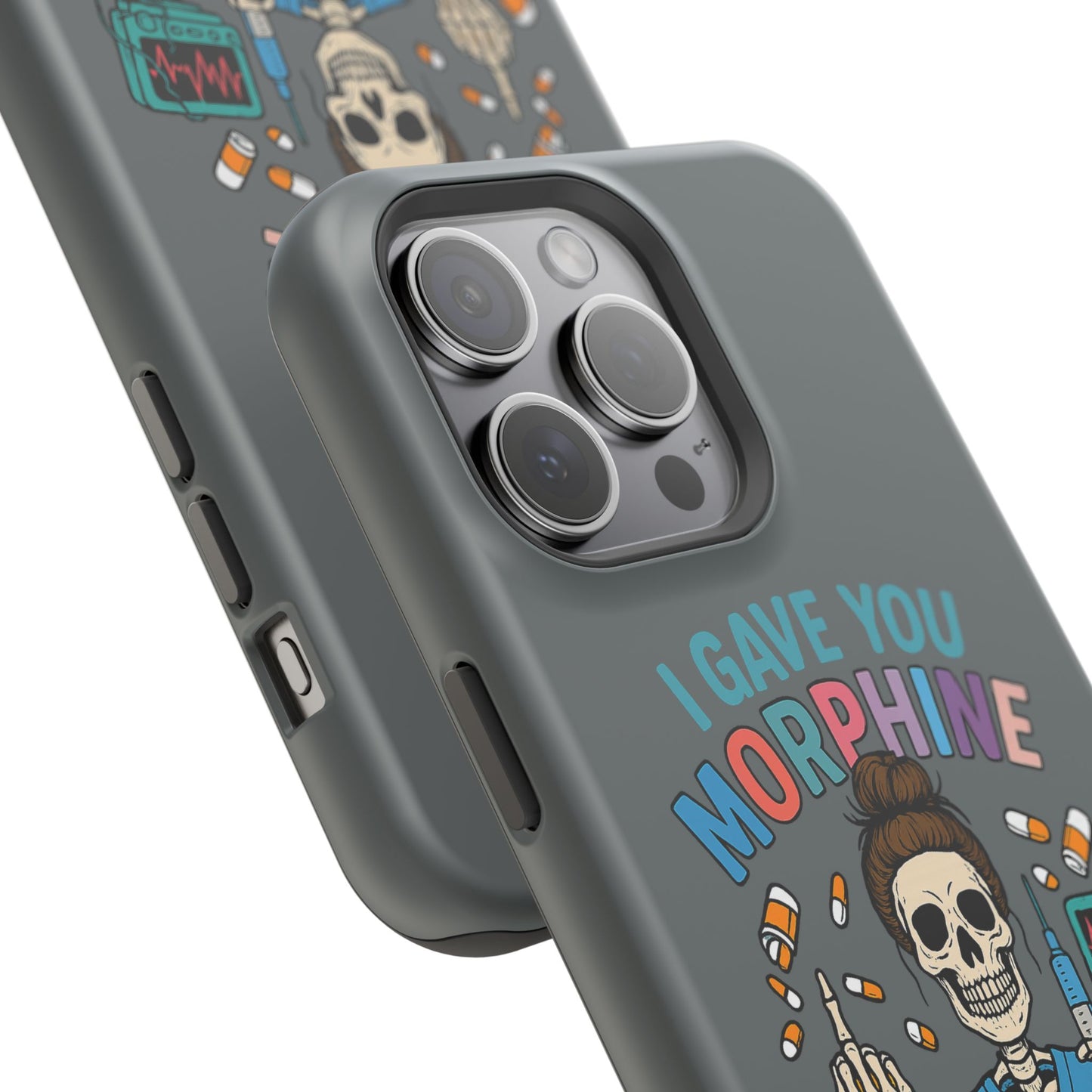 Gothic Phone Case, Unique Skeleton Design, Funny Gift for Nurses, Halloween Accessory, Hospital Humor