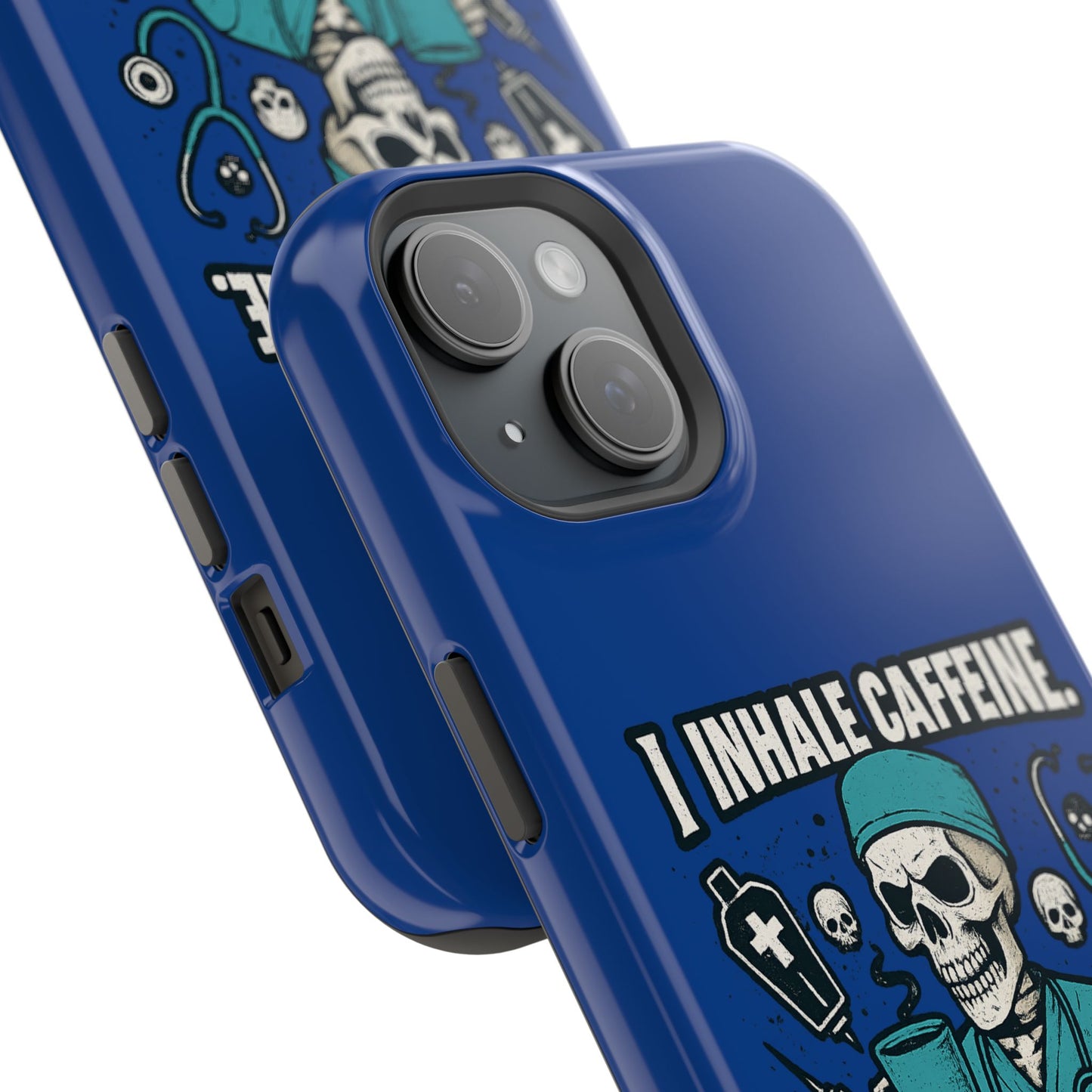 Funny Nurse Phone Case, Medical Humor, Gift for Healthcare Workers, Caffeine Lover Accessory, Skeleton Design