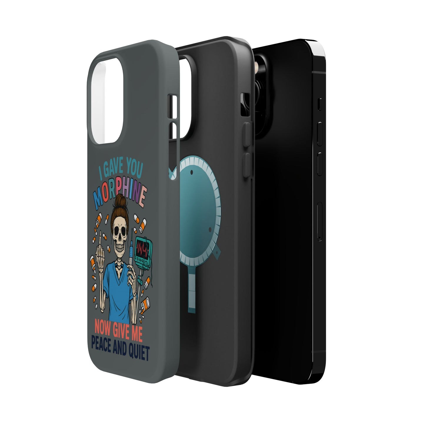 Gothic Phone Case, Unique Skeleton Design, Funny Gift for Nurses, Halloween Accessory, Hospital Humor
