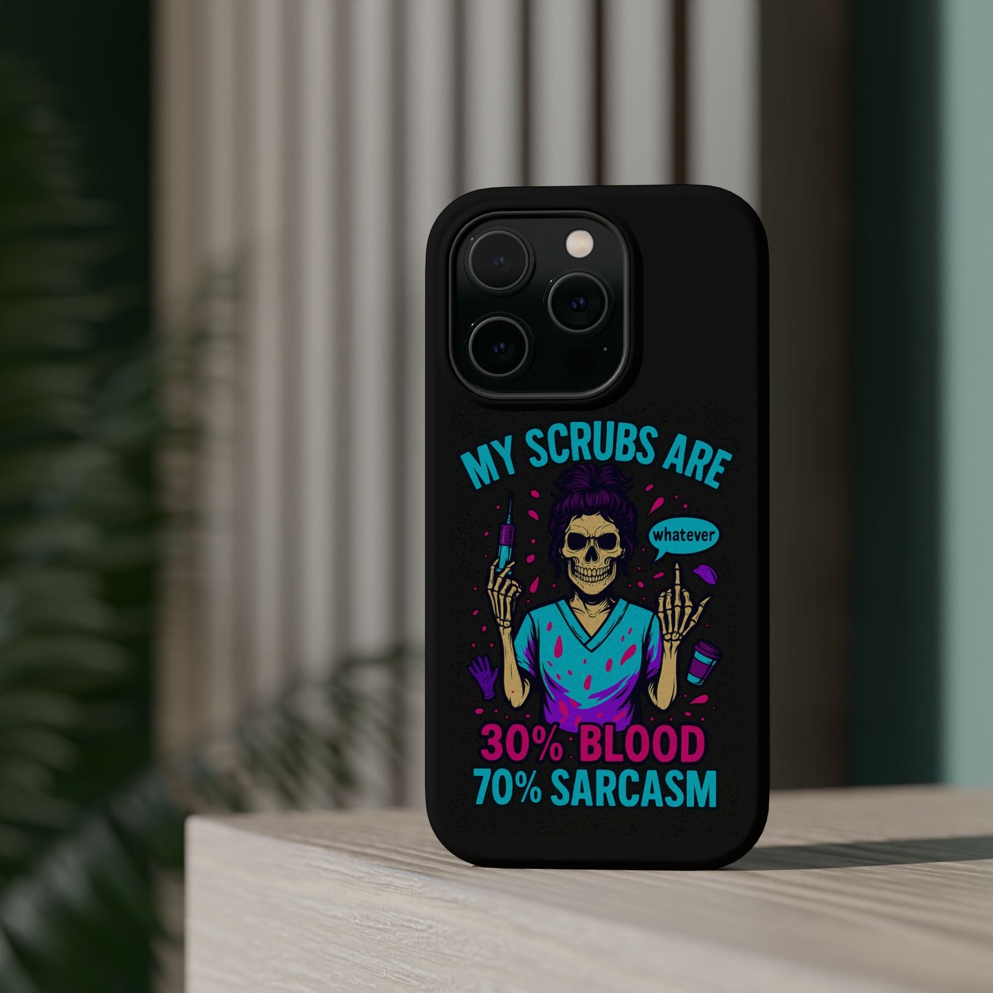 Sassy Nurse Phone Case, 30% Blood 70% Sarcasm Design, Healthcare Gift, Funny Medical Accessory, Tough Magnetic Cover